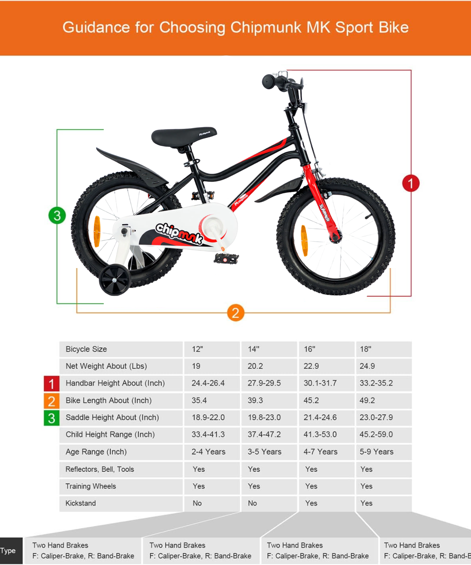 Chipmunk MK 18 Inch Bicycle with Lightweight Steel Frame, Adjustable Seat and Handle, Front + Rear Brakes, 95% Pre-Assembled Kid's Bikes with Training Wheels for Children 6-9 Years Old, Black