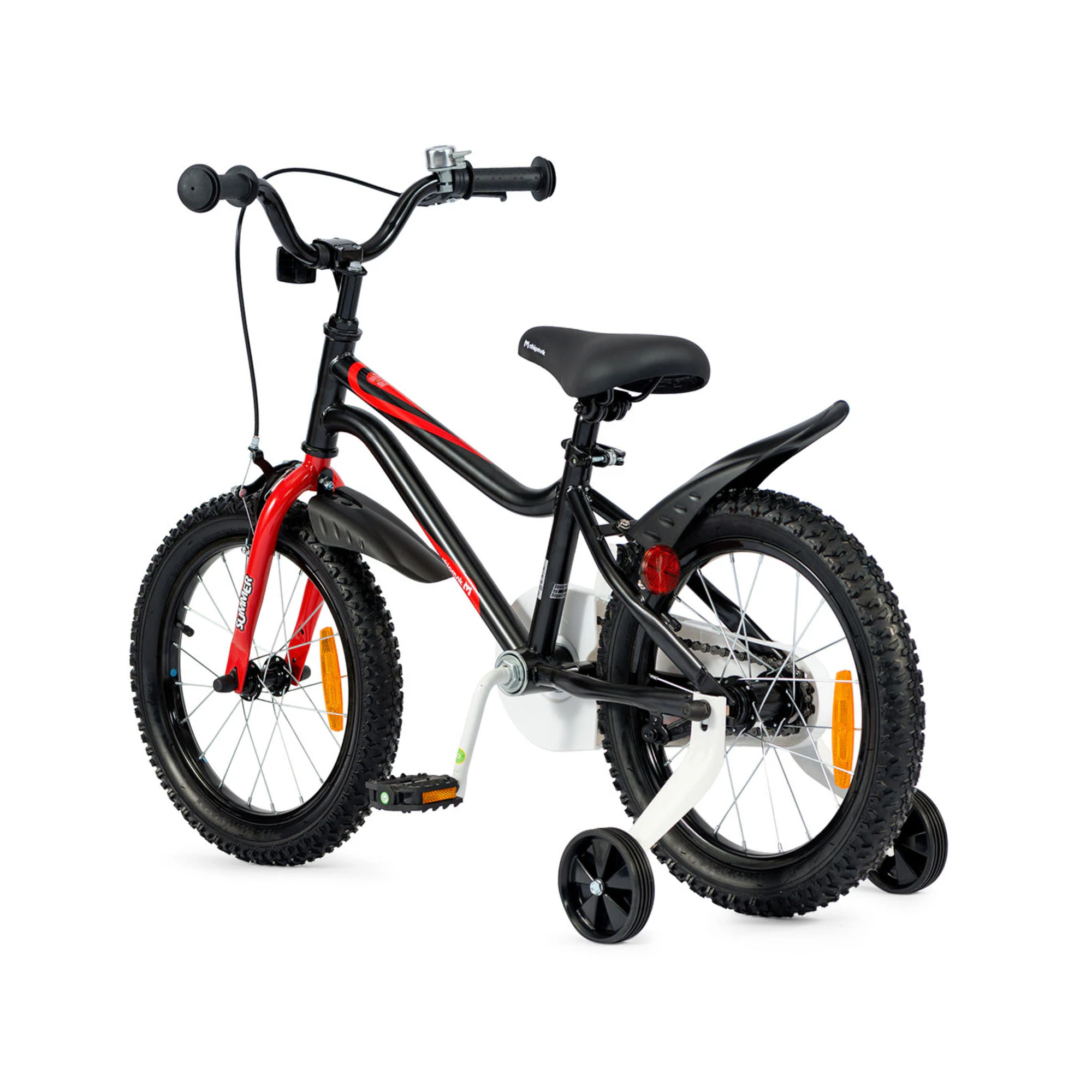 Chipmunk MK 14 Inch Bicycle with Lightweight Steel Frame, Adjustable Seat and Handle, Front + Rear Brakes, 95% Pre-Assembled Kid's Bikes with Training Wheels for Children 3-6 Years Old, Black