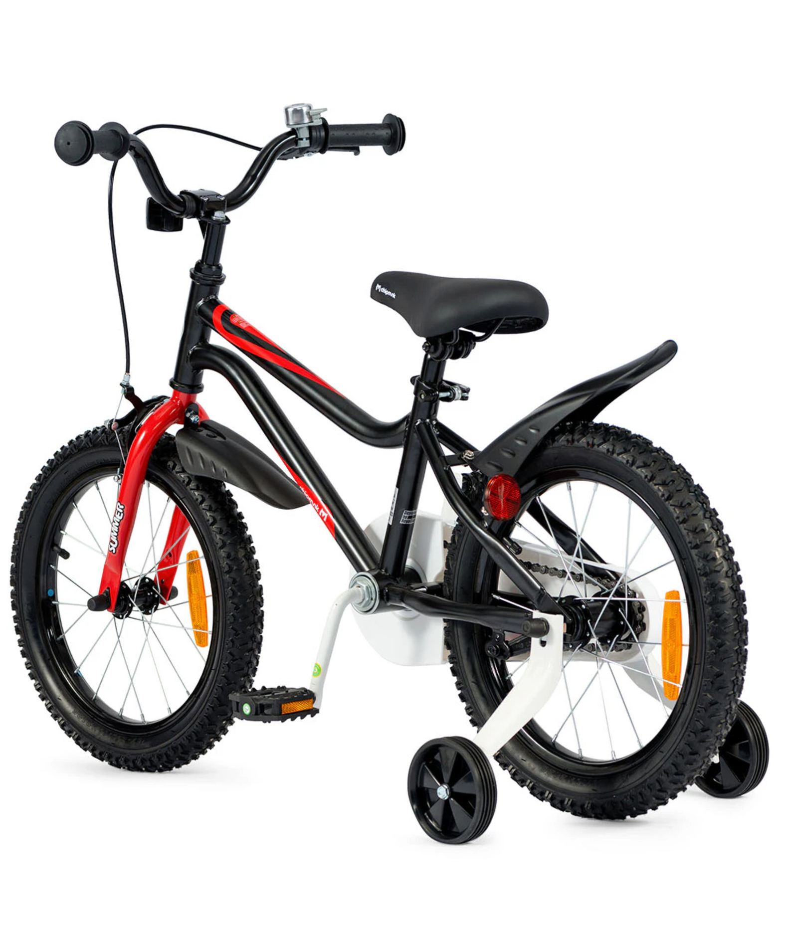 Chipmunk MK 16 Inch Bicycle with Lightweight Steel Frame, Adjustable Seat and Handle, Front + Rear Brakes, 95% Pre-Assembled Kid's Bikes with Training Wheels for Children 4-7 Years Old, Black