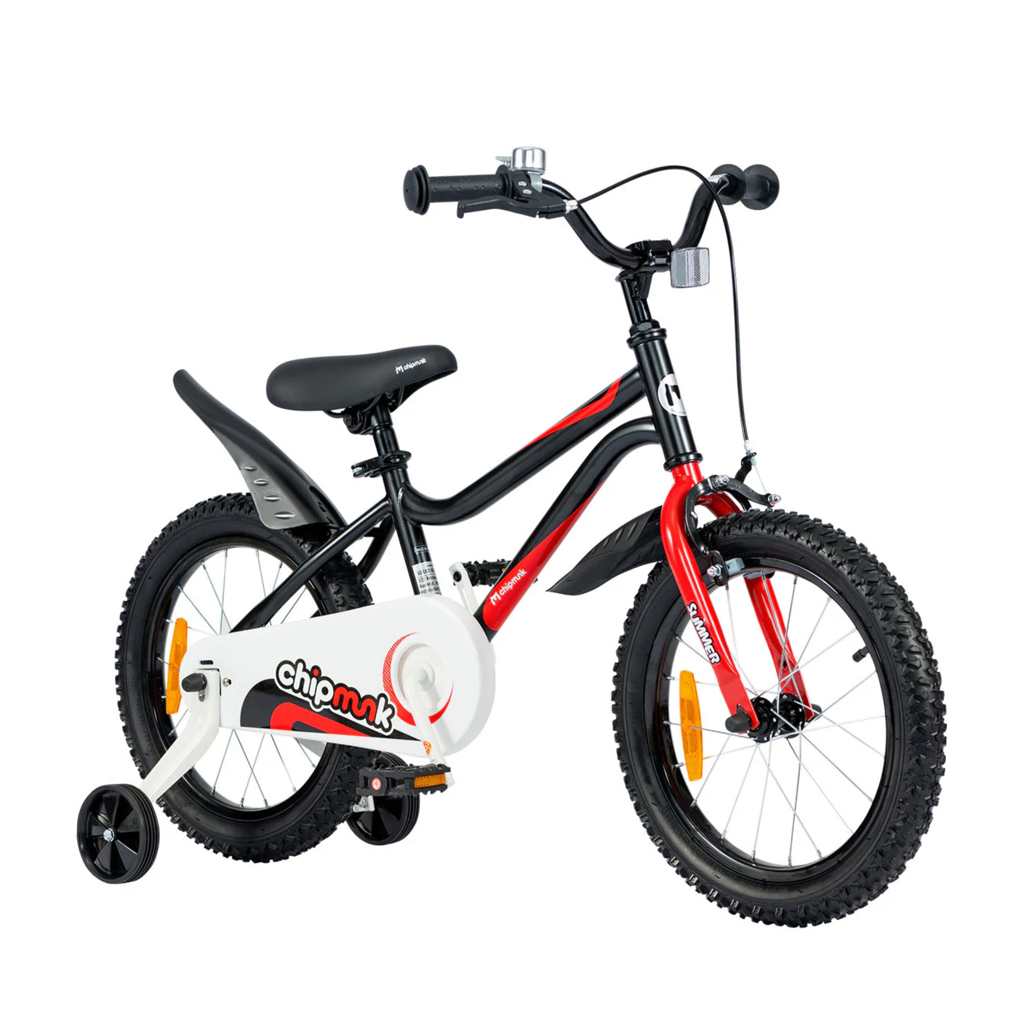 Chipmunk MK 18 Inch Bicycle with Lightweight Steel Frame, Adjustable Seat and Handle, Front + Rear Brakes, 95% Pre-Assembled Kid's Bikes with Training Wheels for Children 6-9 Years Old, Black