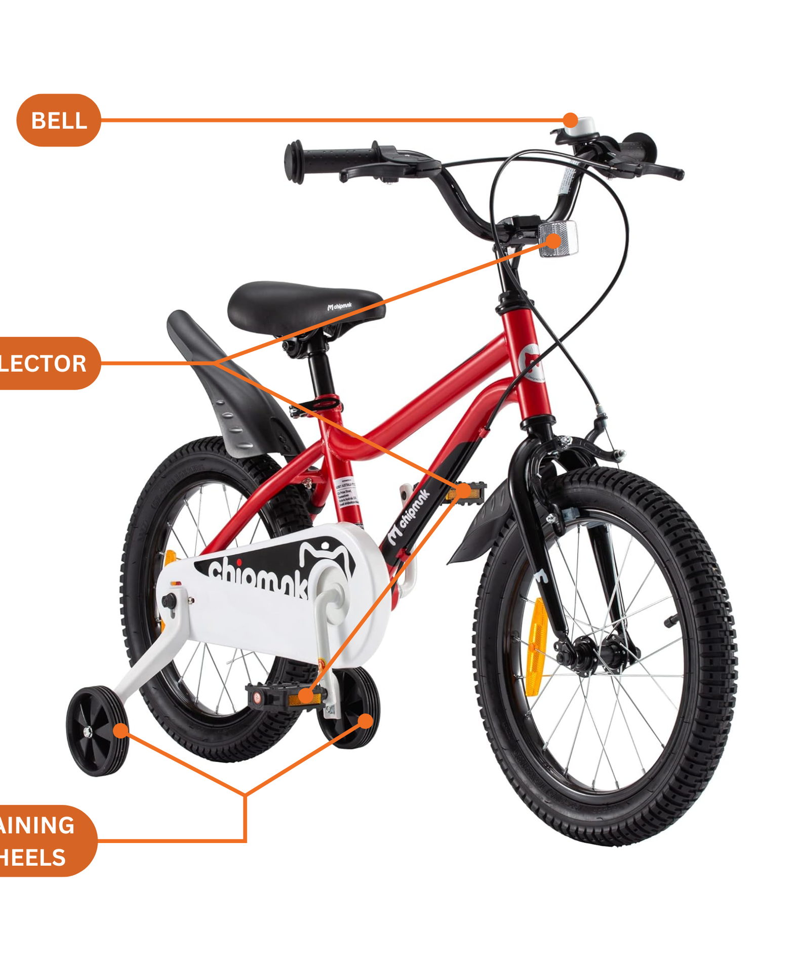 Chipmunk MK 18 Inch Bicycle with Lightweight Steel Frame, Adjustable Seat and Handle, Front + Rear Brakes, 95% Pre-Assembled Kid's Bikes with Training Wheels for Children 6-9 Years Old, Red