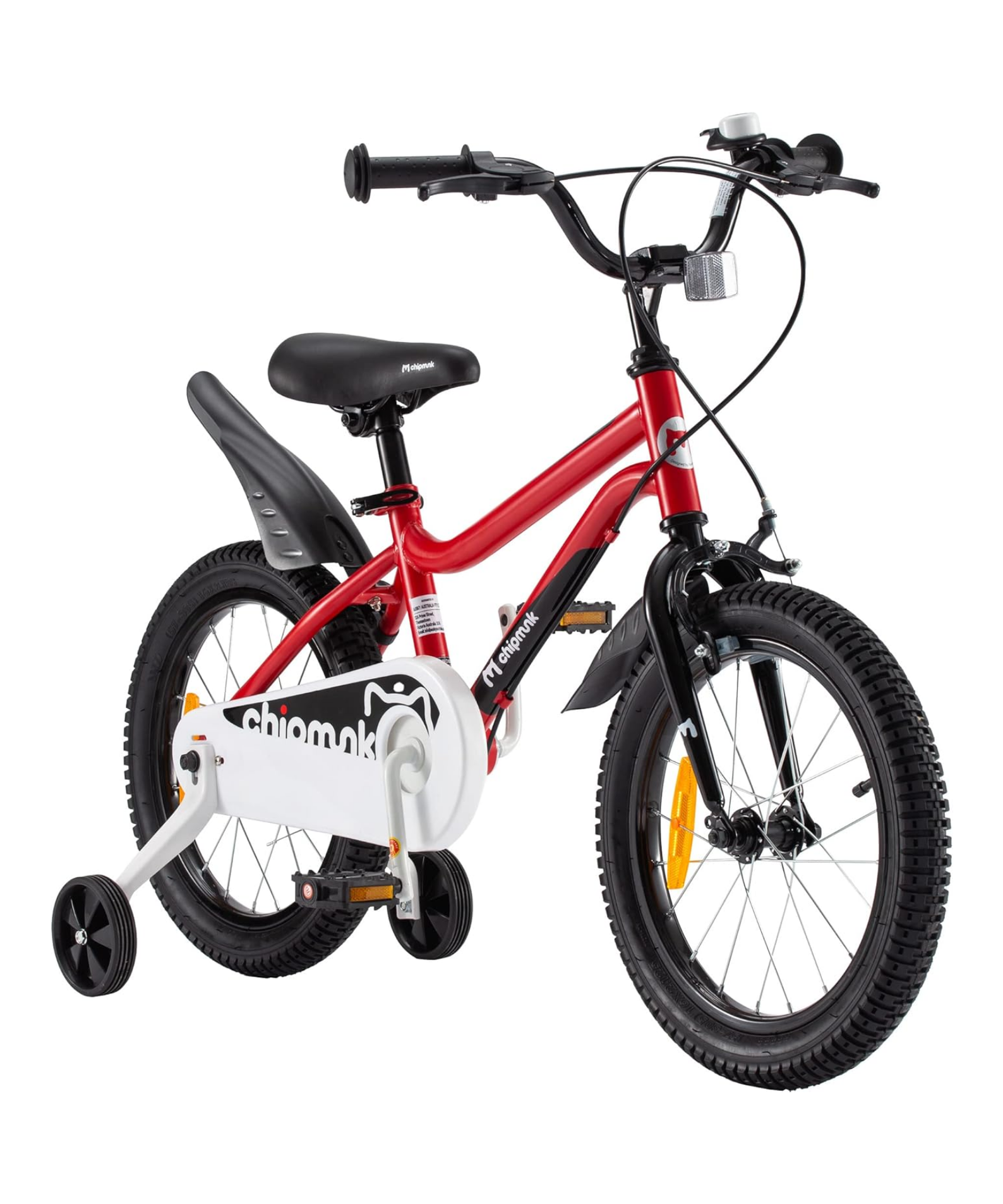 Chipmunk MK 14 Inch Bicycle with Lightweight Steel Frame, Adjustable Seat and Handle, Front + Rear Brakes, 95% Pre-Assembled Kid's Bikes with Training Wheels for Children 3-6 Years Old, Red