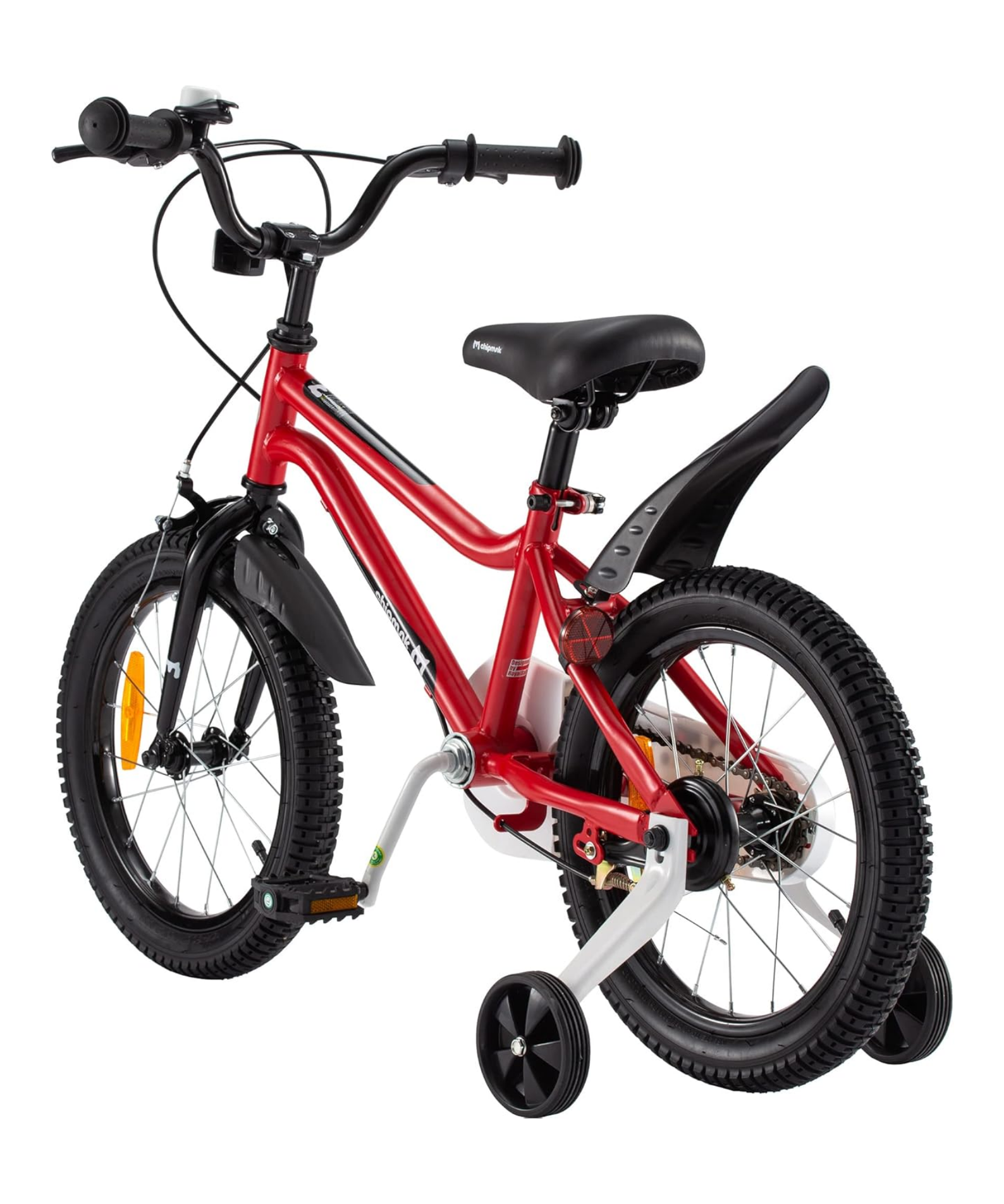 Chipmunk MK 14 Inch Bicycle with Lightweight Steel Frame, Adjustable Seat and Handle, Front + Rear Brakes, 95% Pre-Assembled Kid's Bikes with Training Wheels for Children 3-6 Years Old, Red