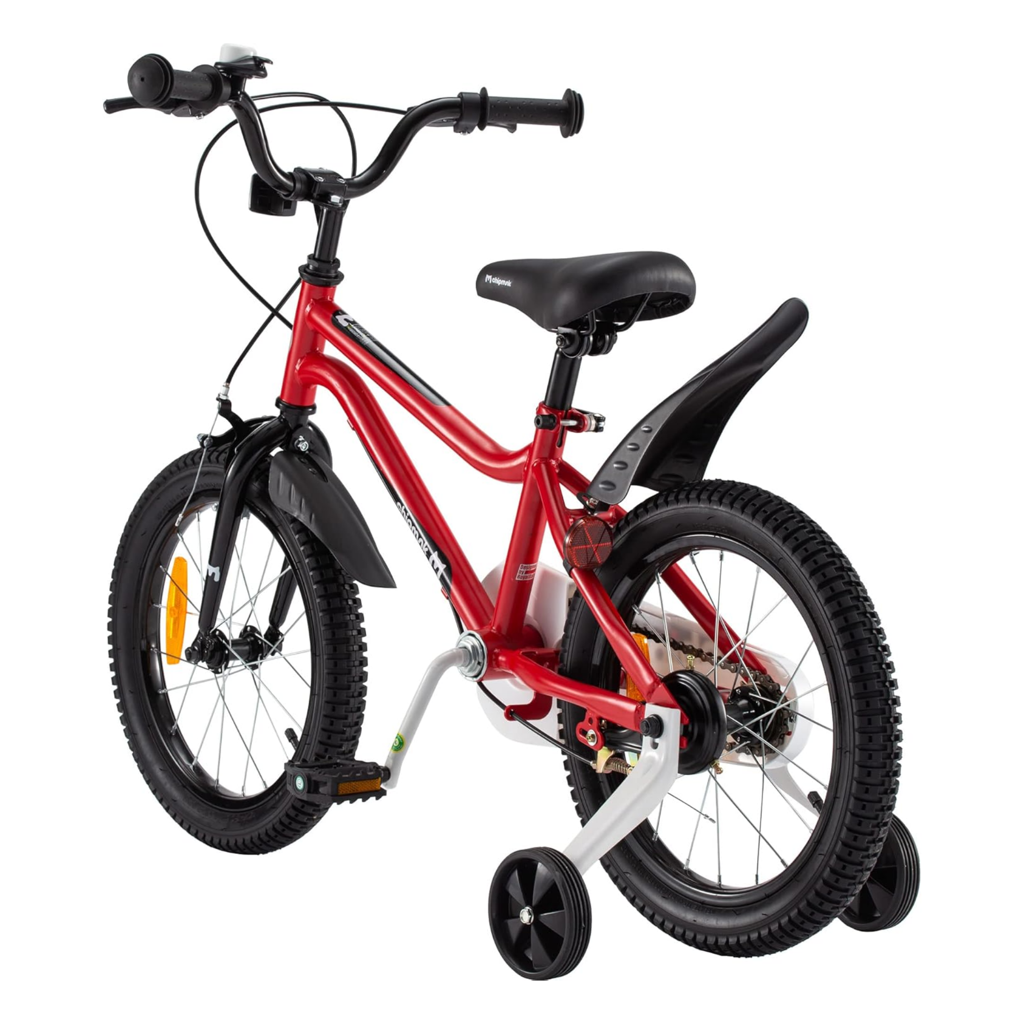 Chipmunk MK 16 Inch Bicycle with Lightweight Steel Frame, Adjustable Seat and Handle, Front + Rear Brakes, 95% Pre-Assembled Kid's Bikes with Training Wheels for Children 4-7 Years Old, Red
