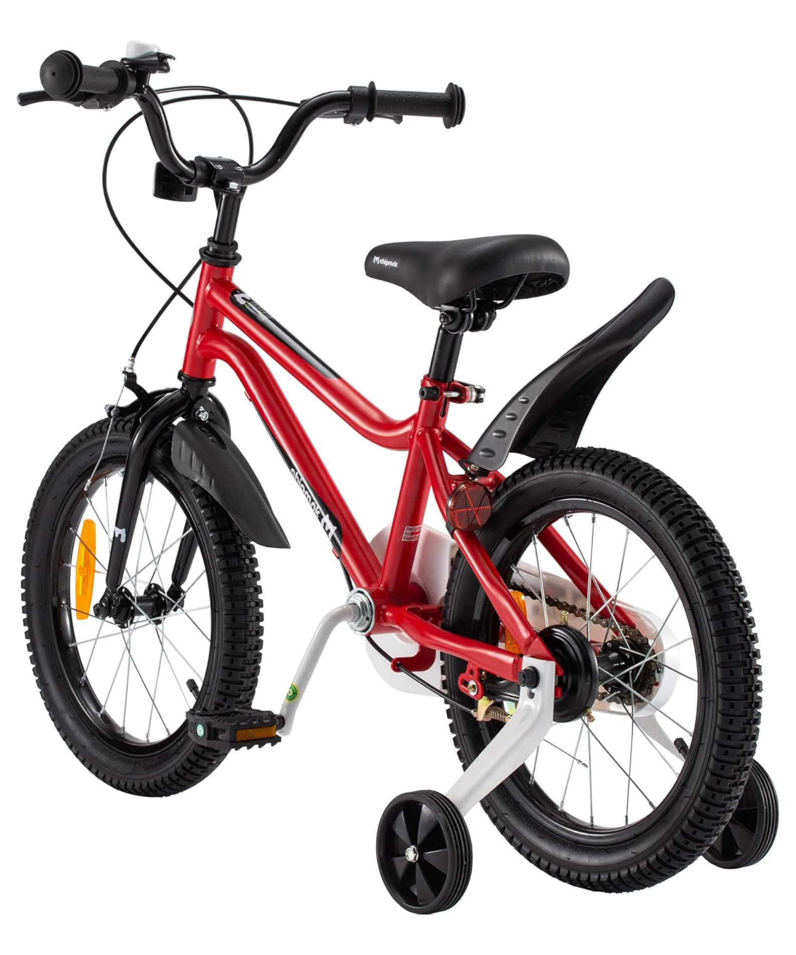 Chipmunk MK 12 Inch Bicycle with Lightweight Steel Frame, Adjustable Seat and Handle, Front + Rear Brakes, 95% Pre-Assembled Kid's Bikes with Training Wheels for Children 2-5 Years Old, Red