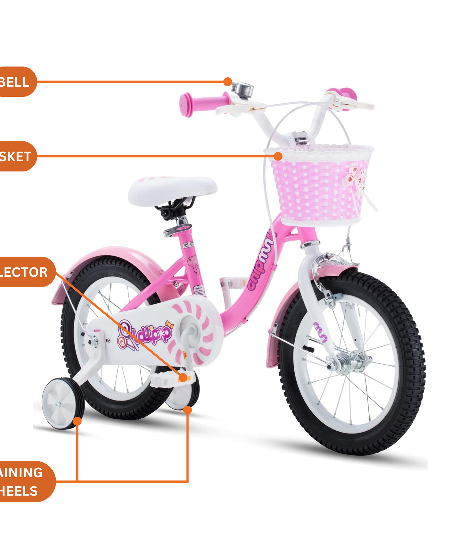 Chipmunk MM 16 Inch Bicycle with Lightweight Steel Frame, Basket, Adjustable Seat and Handle, Front + Rear Brakes, 85% Pre-Assembled Kid's Bikes with Training Wheels for Children 4-7 Years Old, Pink