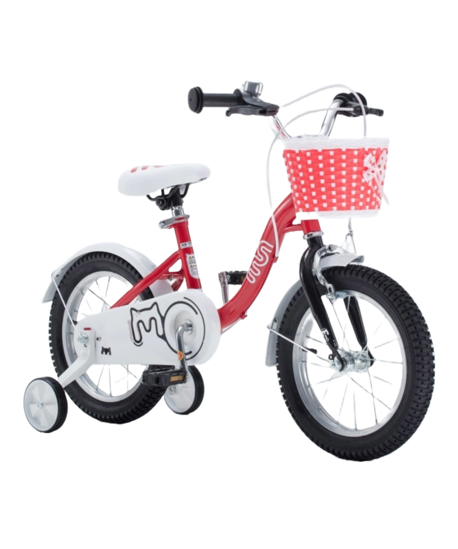 Chipmunk MM 14 Inch Bicycle with Lightweight Steel Frame, Basket, Adjustable Seat and Handle, Front + Rear Brakes, 85% Pre-Assembled Kid's Bikes with Training Wheels for Children 3-6 Years Old, Red