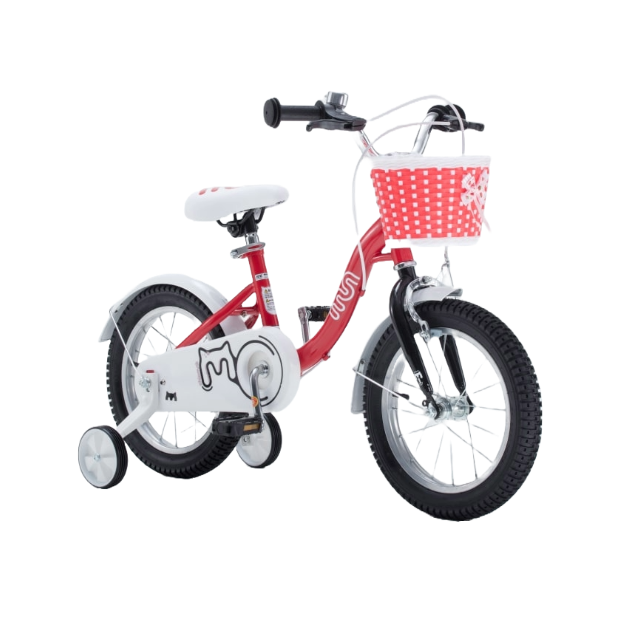 Chipmunk MM 14 Inch Bicycle with Lightweight Steel Frame, Basket, Adjustable Seat and Handle, Front + Rear Brakes, 85% Pre-Assembled Kid's Bikes with Training Wheels for Children 3-6 Years Old, Red