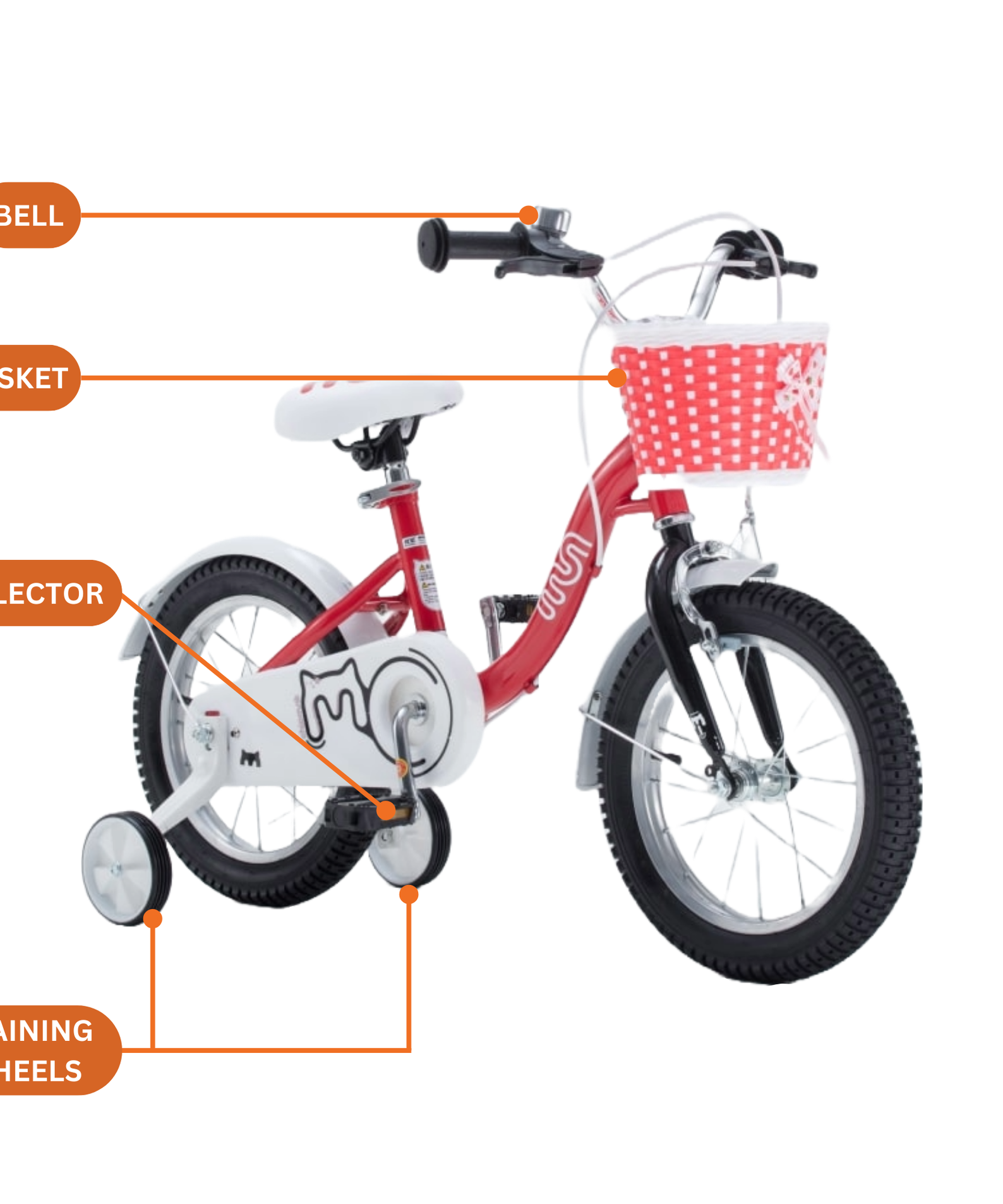 Chipmunk MM 14 Inch Bicycle with Lightweight Steel Frame, Basket, Adjustable Seat and Handle, Front + Rear Brakes, 85% Pre-Assembled Kid's Bikes with Training Wheels for Children 3-6 Years Old, Red