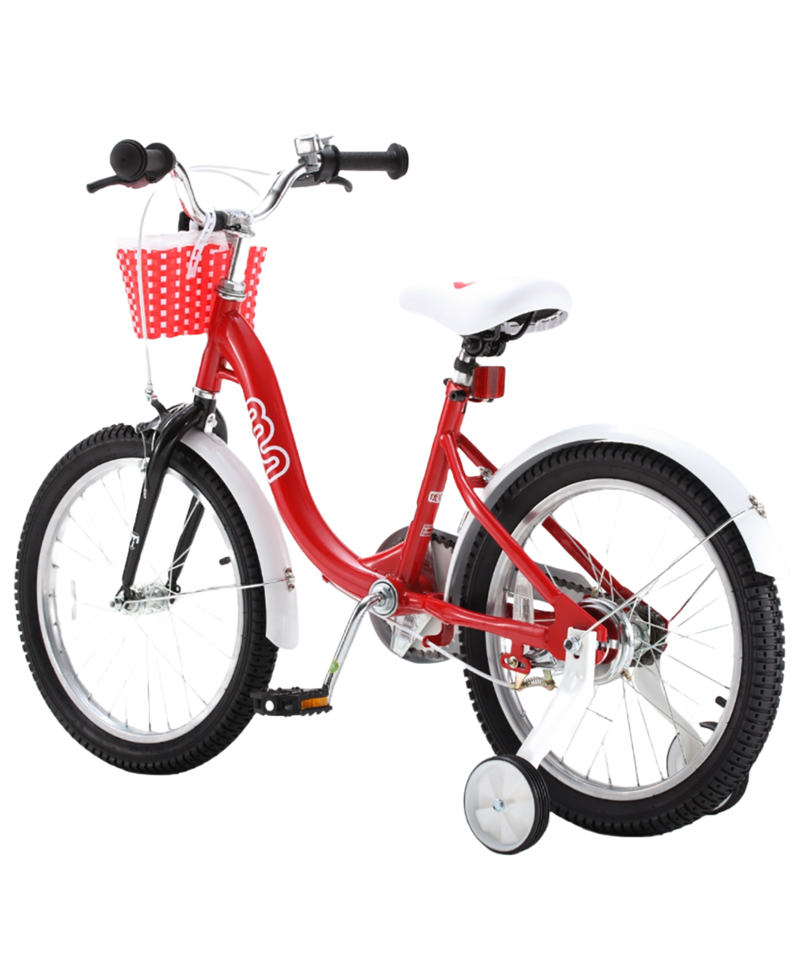 Chipmunk MM 16 Inch Bicycle with Lightweight Steel Frame, Basket, Adjustable Seat and Handle, Front + Rear Brakes, 85% Pre-Assembled Kid's Bikes with Training Wheels for Children 4-7 Years Old, Red