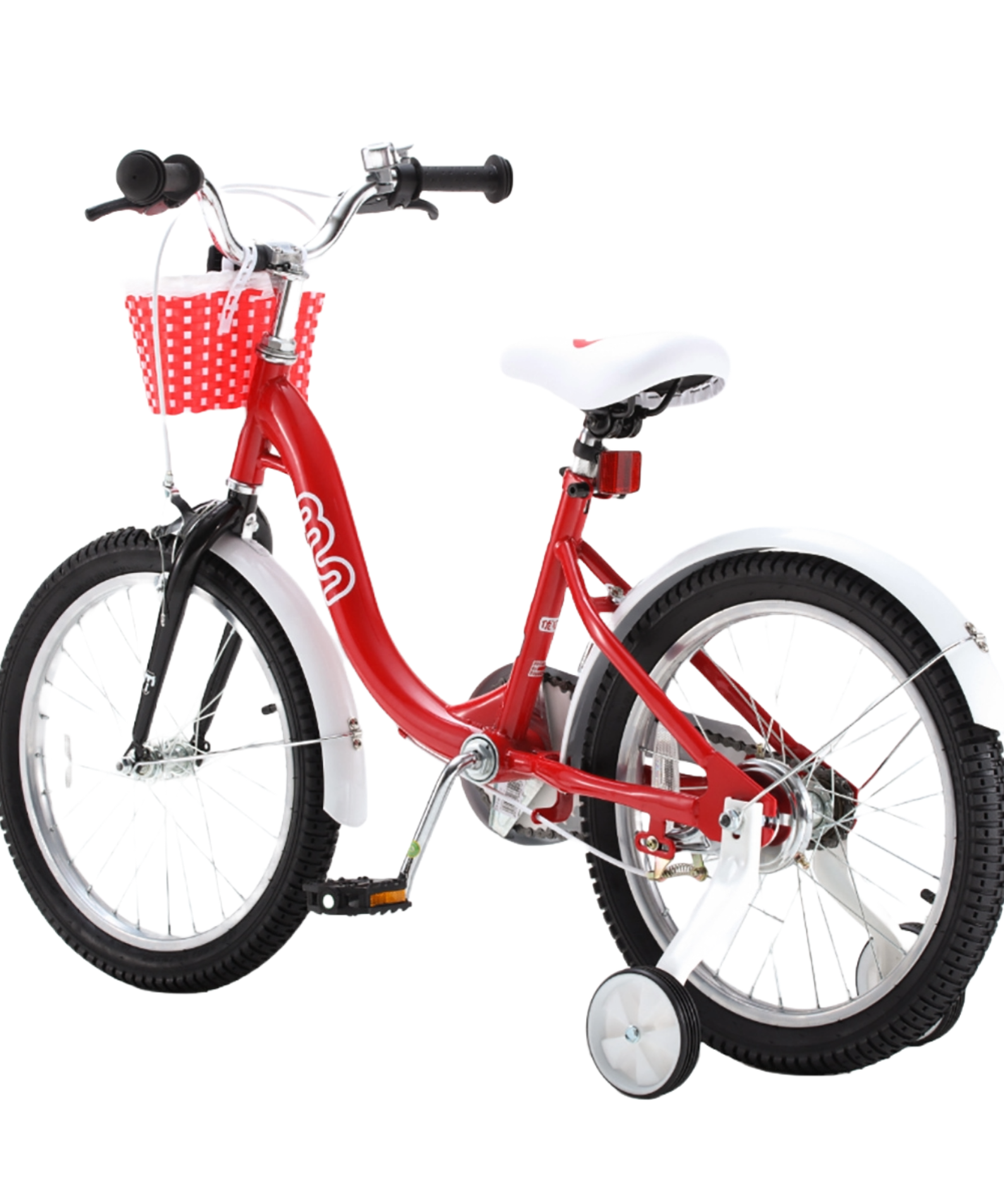Chipmunk MM 18 Inch Bicycle with Lightweight Steel Frame, Basket, Adjustable Seat and Handle, Front + Rear Brakes, 85% Pre-Assembled Kid's Bikes with Training Wheels for Children 6-9 Years Old, Red