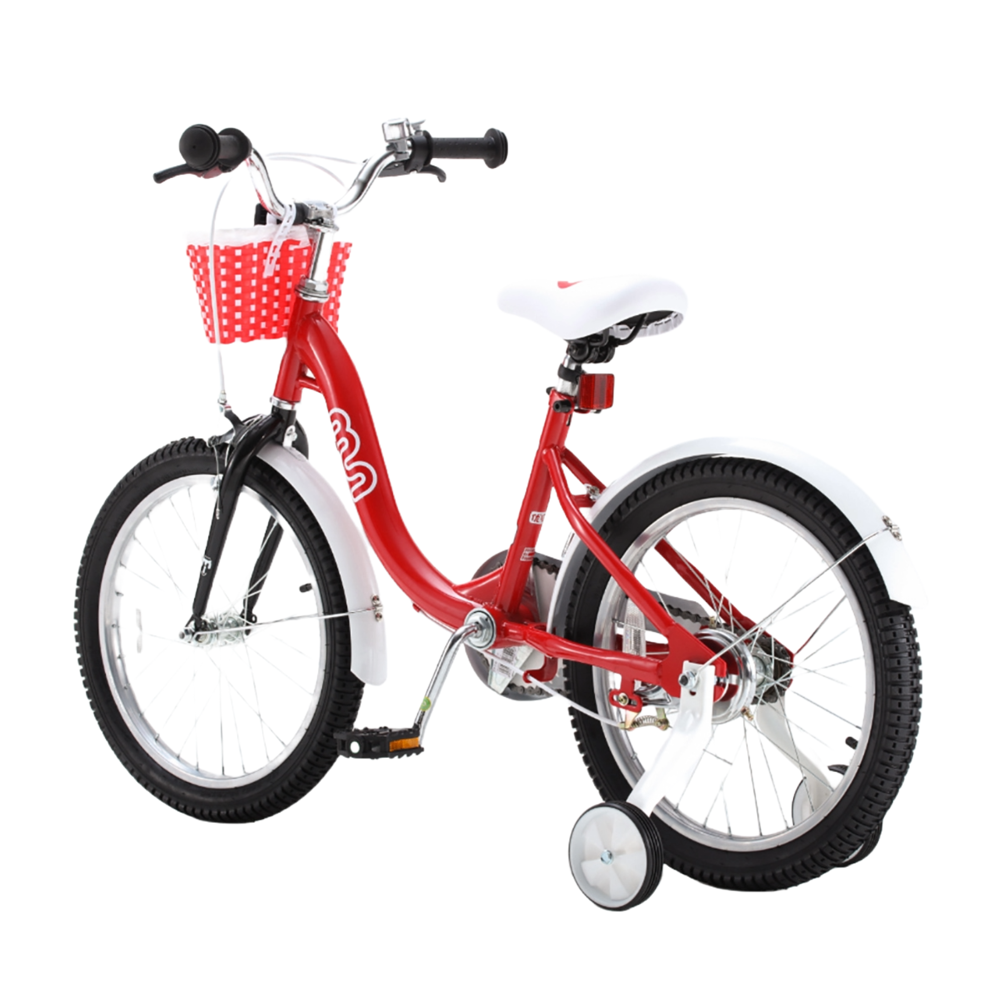 Chipmunk MM 18 Inch Bicycle with Lightweight Steel Frame, Basket, Adjustable Seat and Handle, Front + Rear Brakes, 85% Pre-Assembled Kid's Bikes with Training Wheels for Children 6-9 Years Old, Red