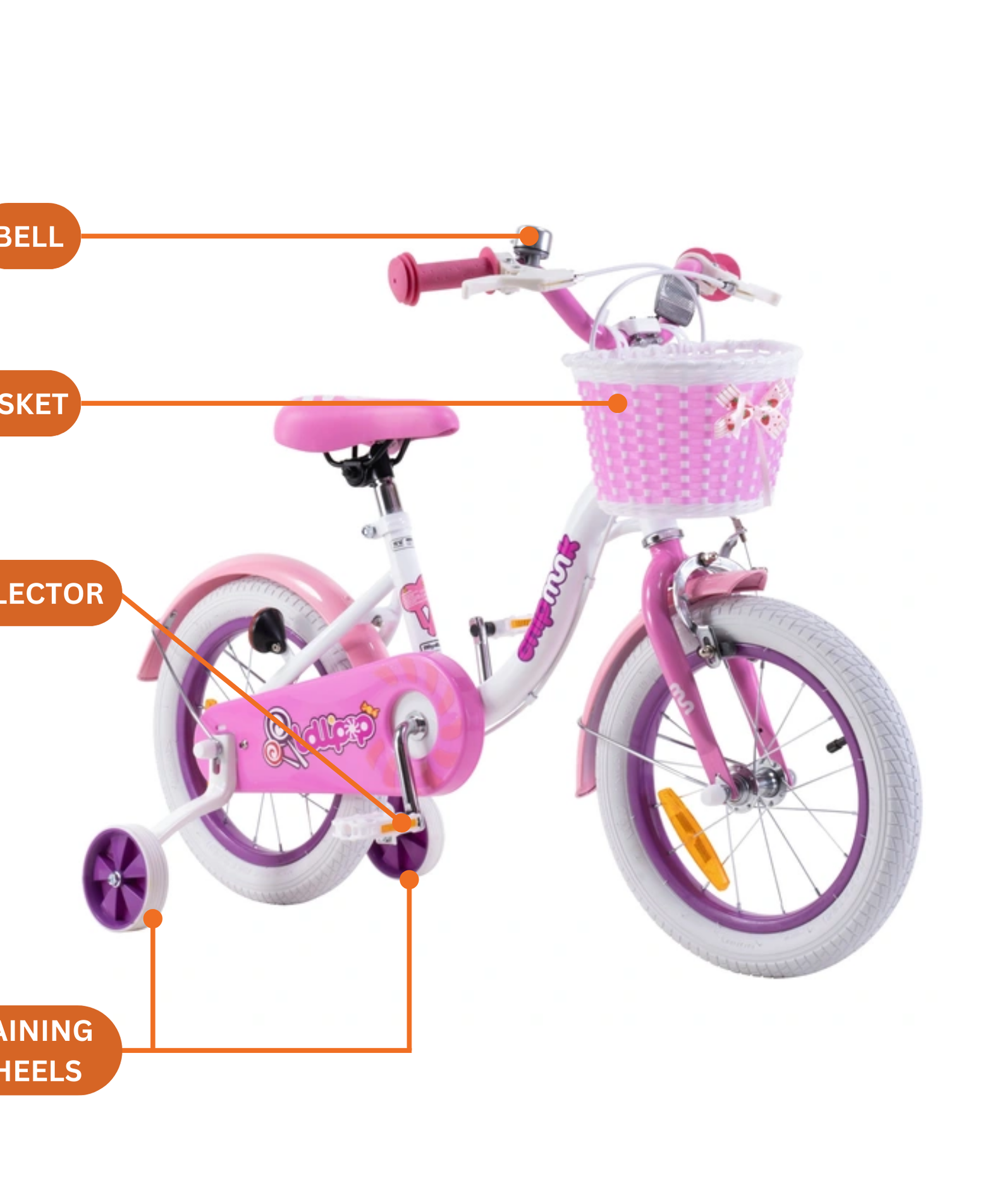 Chipmunk MM 12 Inch Bicycle with Lightweight Steel Frame, Basket, Adjustable Seat and Handle, Front + Rear Brakes, 85% Pre-Assembled Kid's Bikes with Training Wheels for Children 2-5 Years Old, White