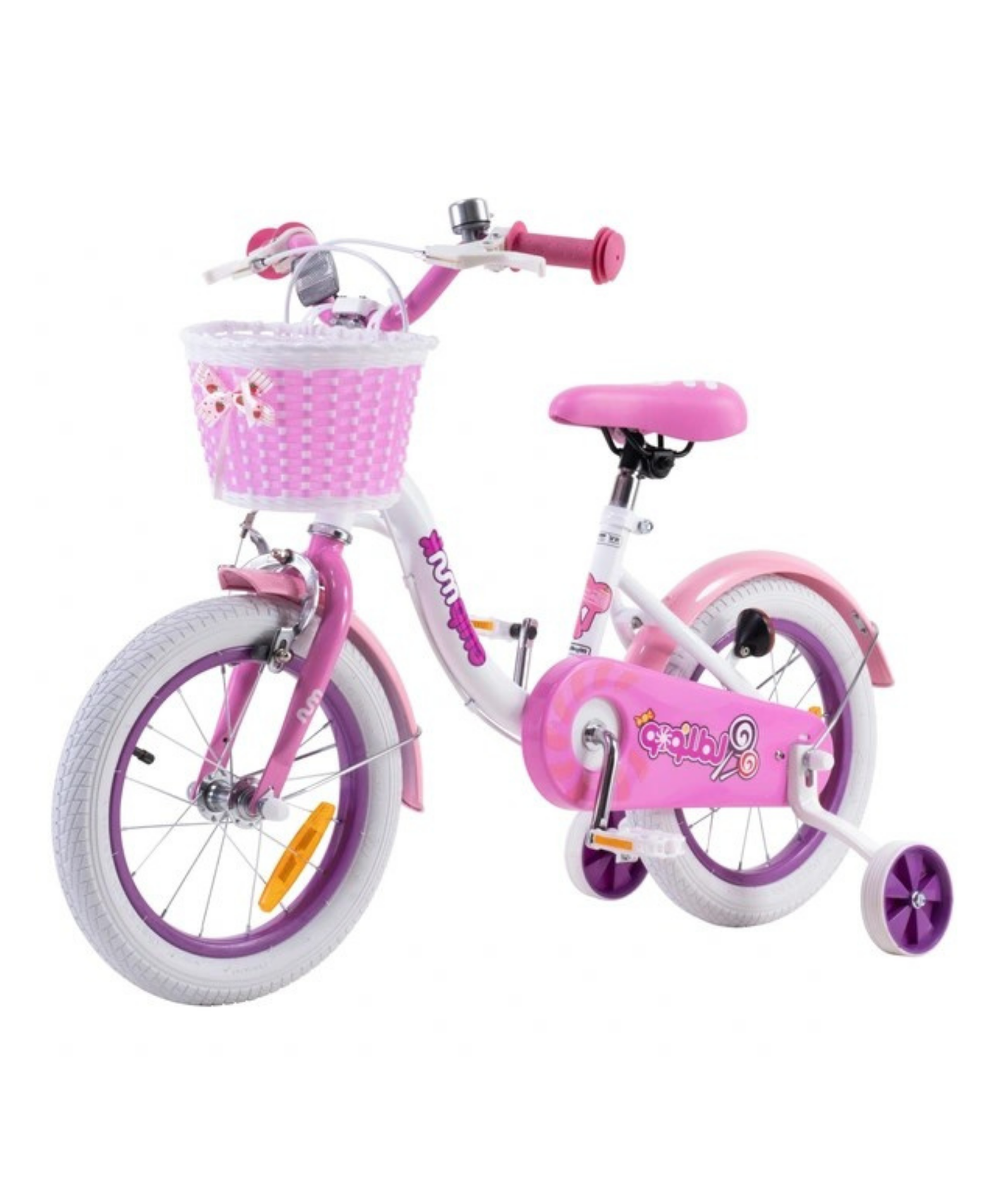 Chipmunk MM 14 Inch Bicycle with Lightweight Steel Frame, Basket, Adjustable Seat and Handle, Front + Rear Brakes, 85% Pre-Assembled Kid's Bikes with Training Wheels for Children 3-6 Years Old, White