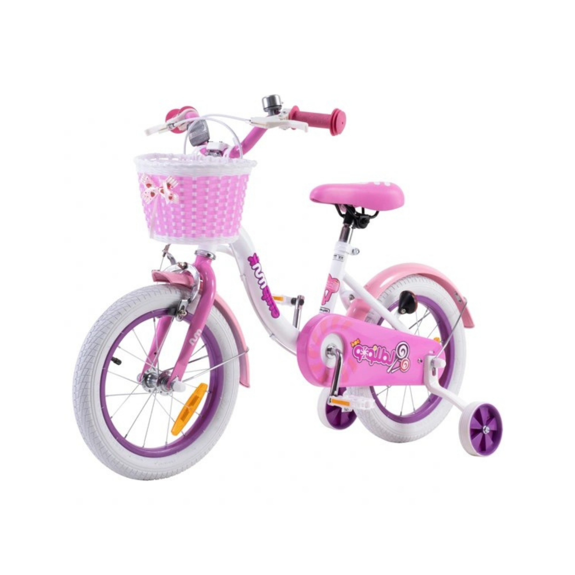 Chipmunk MM 14 Inch Bicycle with Lightweight Steel Frame, Basket, Adjustable Seat and Handle, Front + Rear Brakes, 85% Pre-Assembled Kid's Bikes with Training Wheels for Children 3-6 Years Old, White