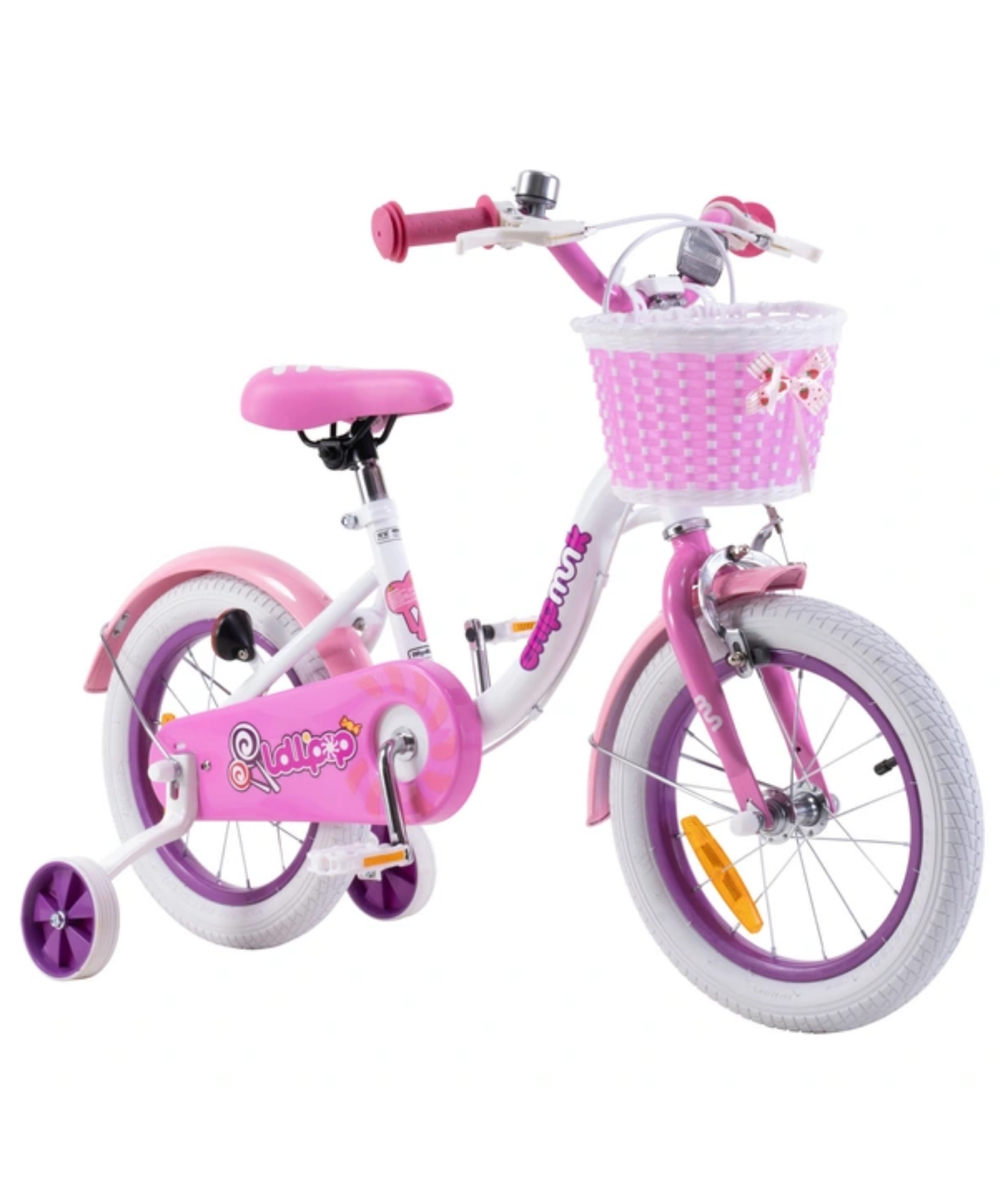 Chipmunk MM 16 Inch Bicycle with Lightweight Steel Frame, Basket, Adjustable Seat and Handle, Front + Rear Brakes, 85% Pre-Assembled Kid's Bikes with Training Wheels for Children 4-7 Years Old, White