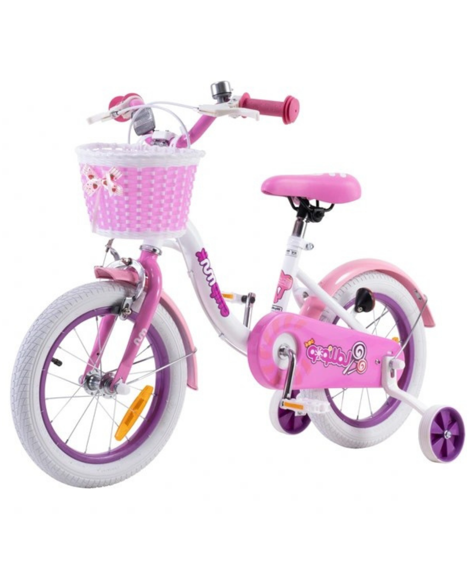 Chipmunk MM 16 Inch Bicycle with Lightweight Steel Frame, Basket, Adjustable Seat and Handle, Front + Rear Brakes, 85% Pre-Assembled Kid's Bikes with Training Wheels for Children 4-7 Years Old, White