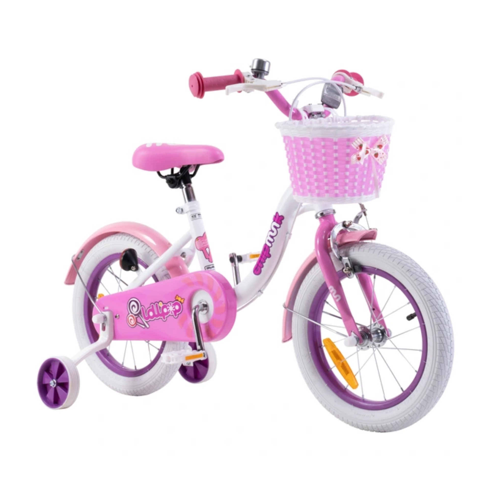 Chipmunk MM 18 Inch Bicycle with Lightweight Steel Frame, Basket, Adjustable Seat and Handle, Front + Rear Brakes, 85% Pre-Assembled Kid's Bikes with Training Wheels for Children 6-9 Years Old, White