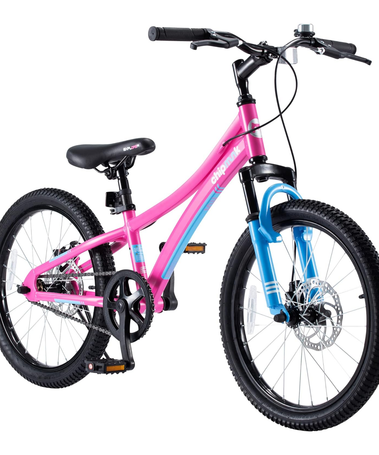 Chipmunk Explorer 20 Inch Bicycle with Lightweight Aluminium Frame, Adjustable Seat and Handle, Front + Rear Brakes, 95% Pre-Assembled Kid's Bikes with Kickstand for Children 8-12 Years Old, Pink