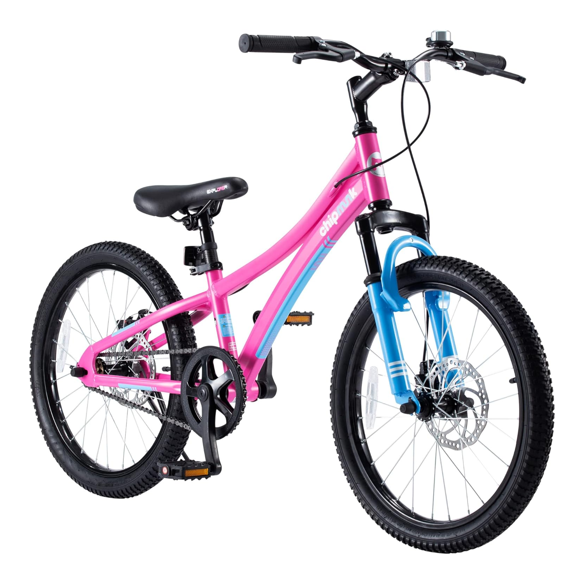 Chipmunk Explorer 20 Inch Bicycle with Lightweight Aluminium Frame, Adjustable Seat and Handle, Front + Rear Brakes, 95% Pre-Assembled Kid's Bikes with Kickstand for Children 8-12 Years Old, Pink