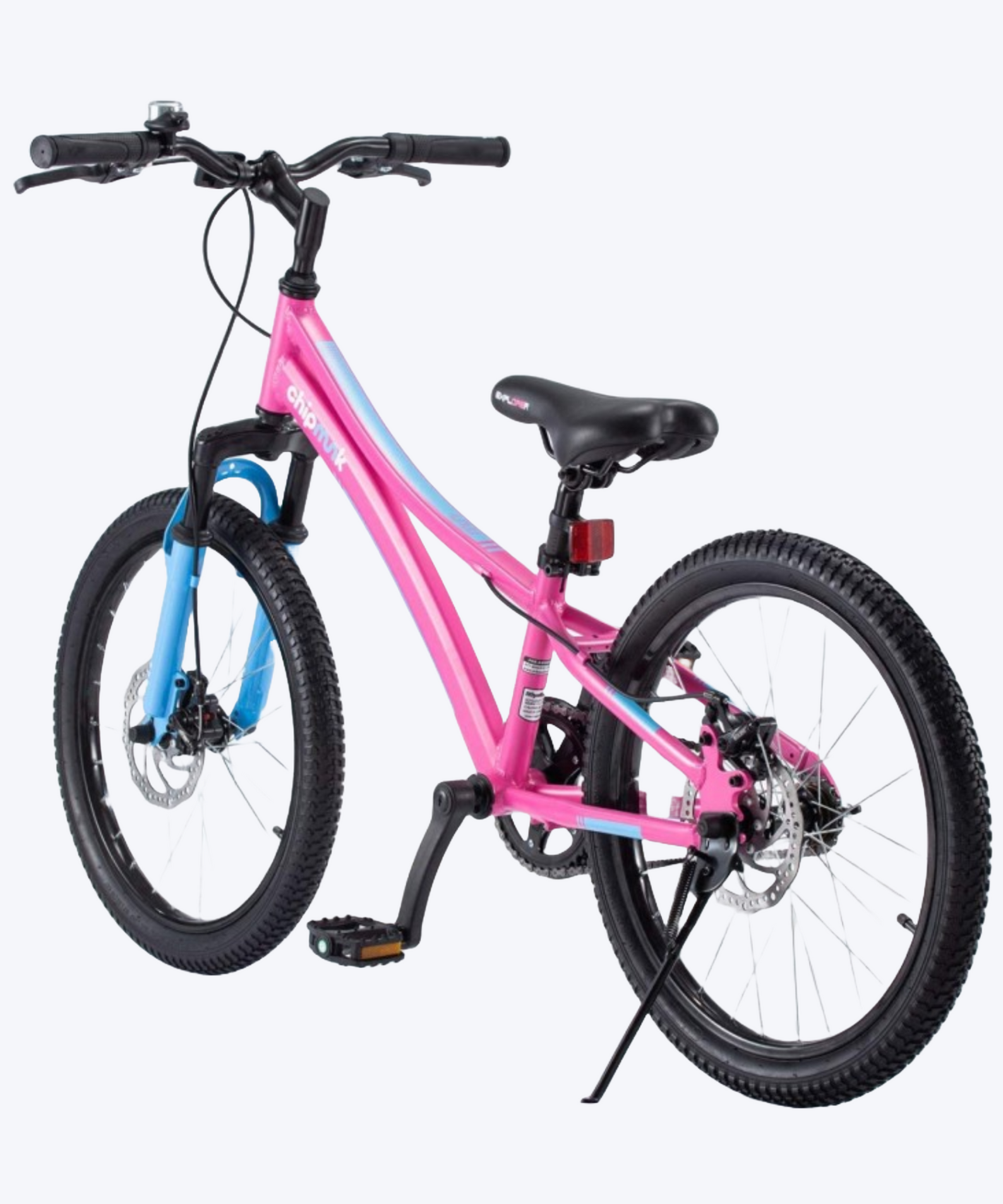 Chipmunk Explorer 20 Inch Bicycle with Lightweight Aluminium Frame, Adjustable Seat and Handle, Front + Rear Brakes, 95% Pre-Assembled Kid's Bikes with Kickstand for Children 8-12 Years Old, Pink
