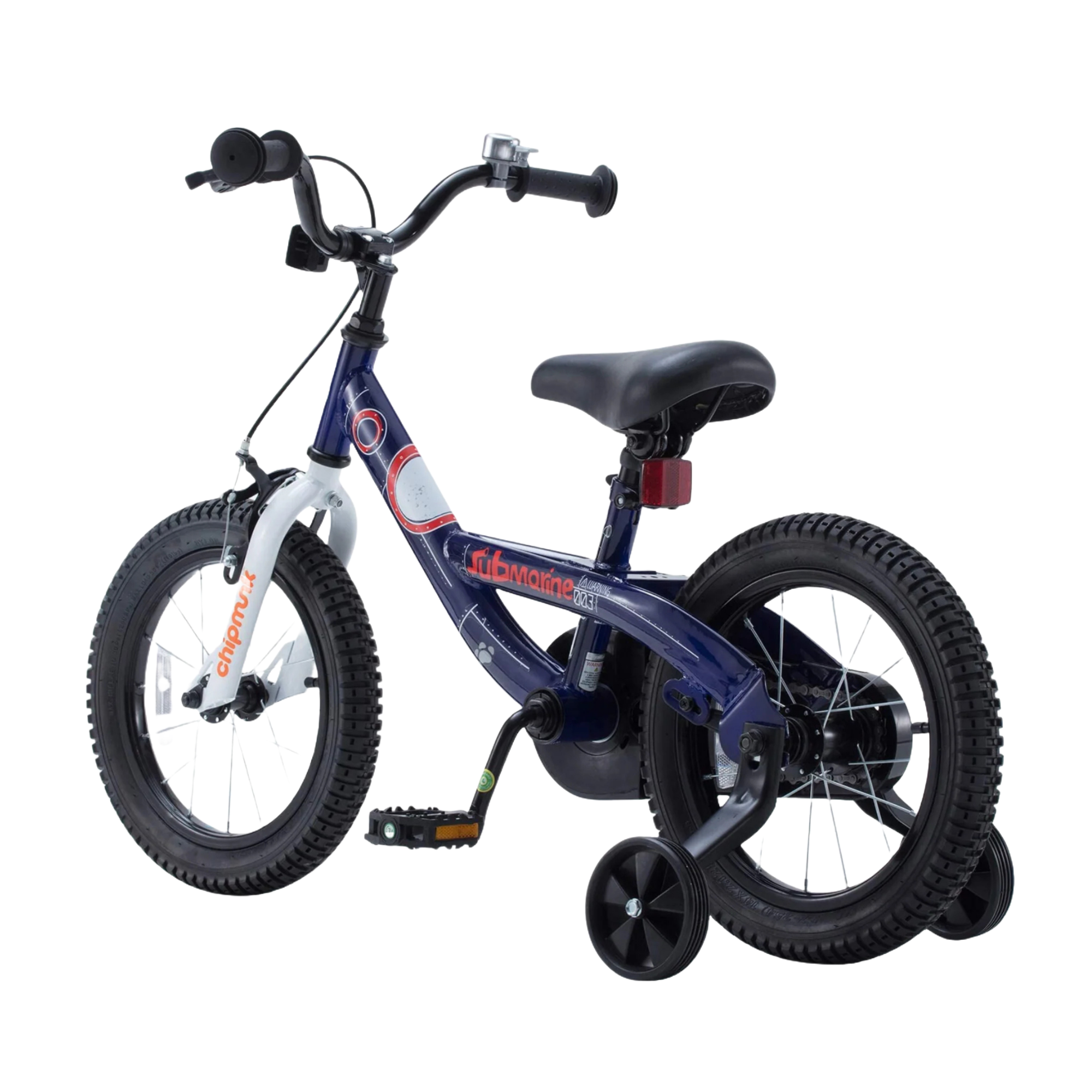 Chipmunk Submarine 18 Inch Bicycle with Lightweight Steel Frame, Adjustable Seat and Handle, Front + Rear Brakes, 95% Pre-Assembled Kid's Bikes with Training Wheels for Children 6-9 Years Old, Navy