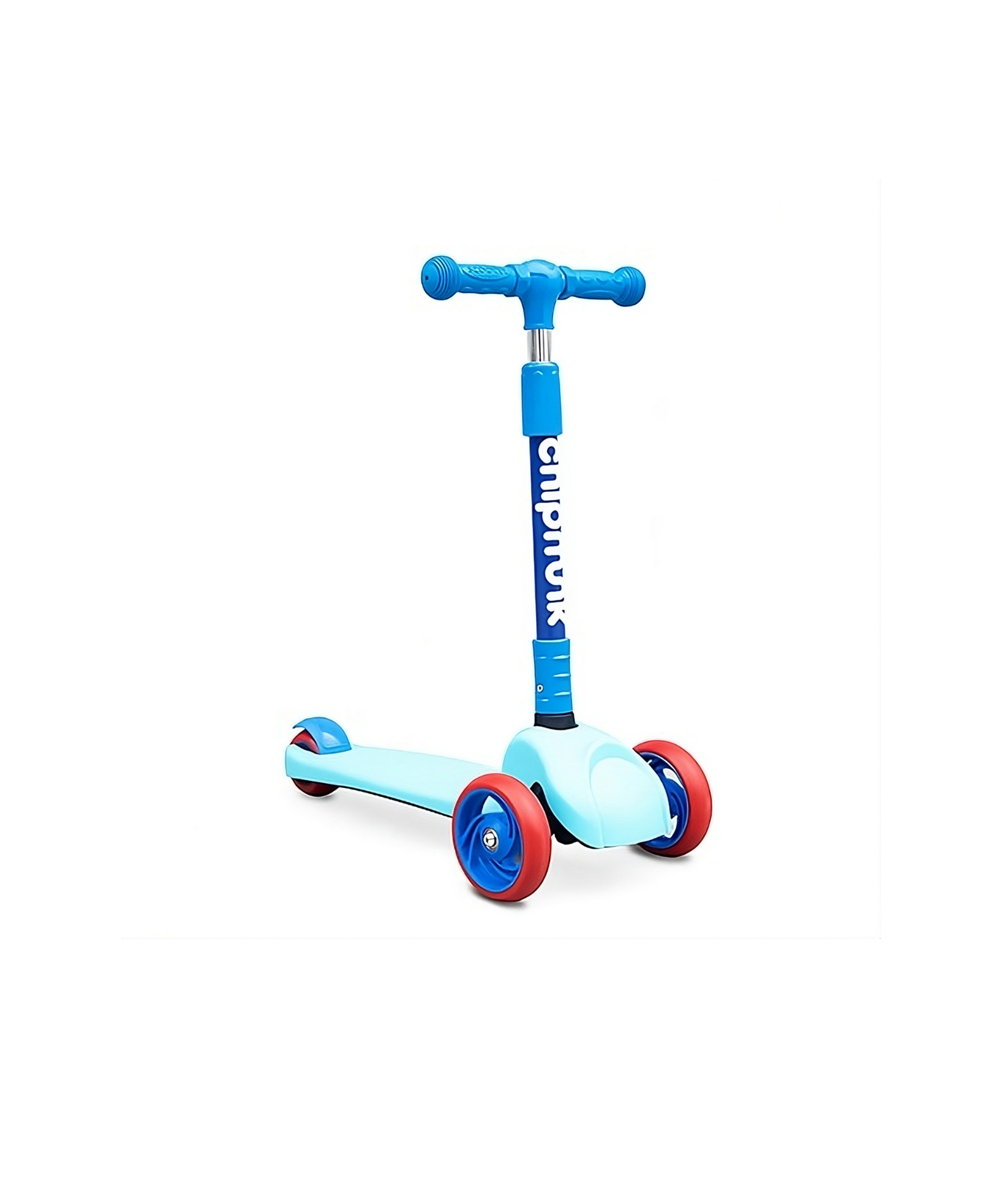 Chipmunk Folding Kids Scooter with Height Adjustable Handle, 3 Wheel Stable Design with Lightweight Plastic Frame and Rear Brakes, Suitable for Boys and Girls 3+ Years Old, Blue