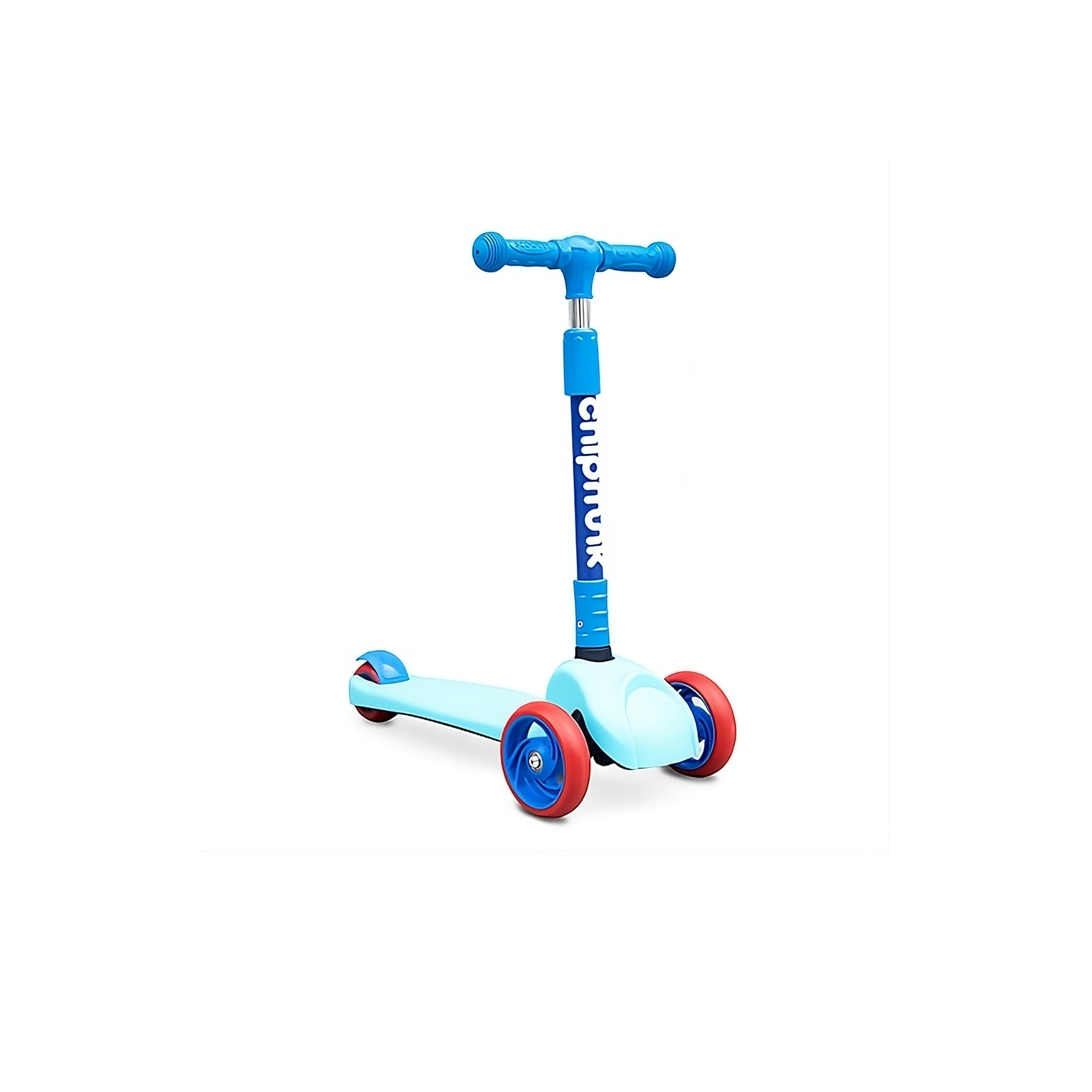 Chipmunk Folding Kids Scooter with Height Adjustable Handle, 3 Wheel Stable Design with Lightweight Plastic Frame and Rear Brakes, Suitable for Boys and Girls 3+ Years Old, Blue