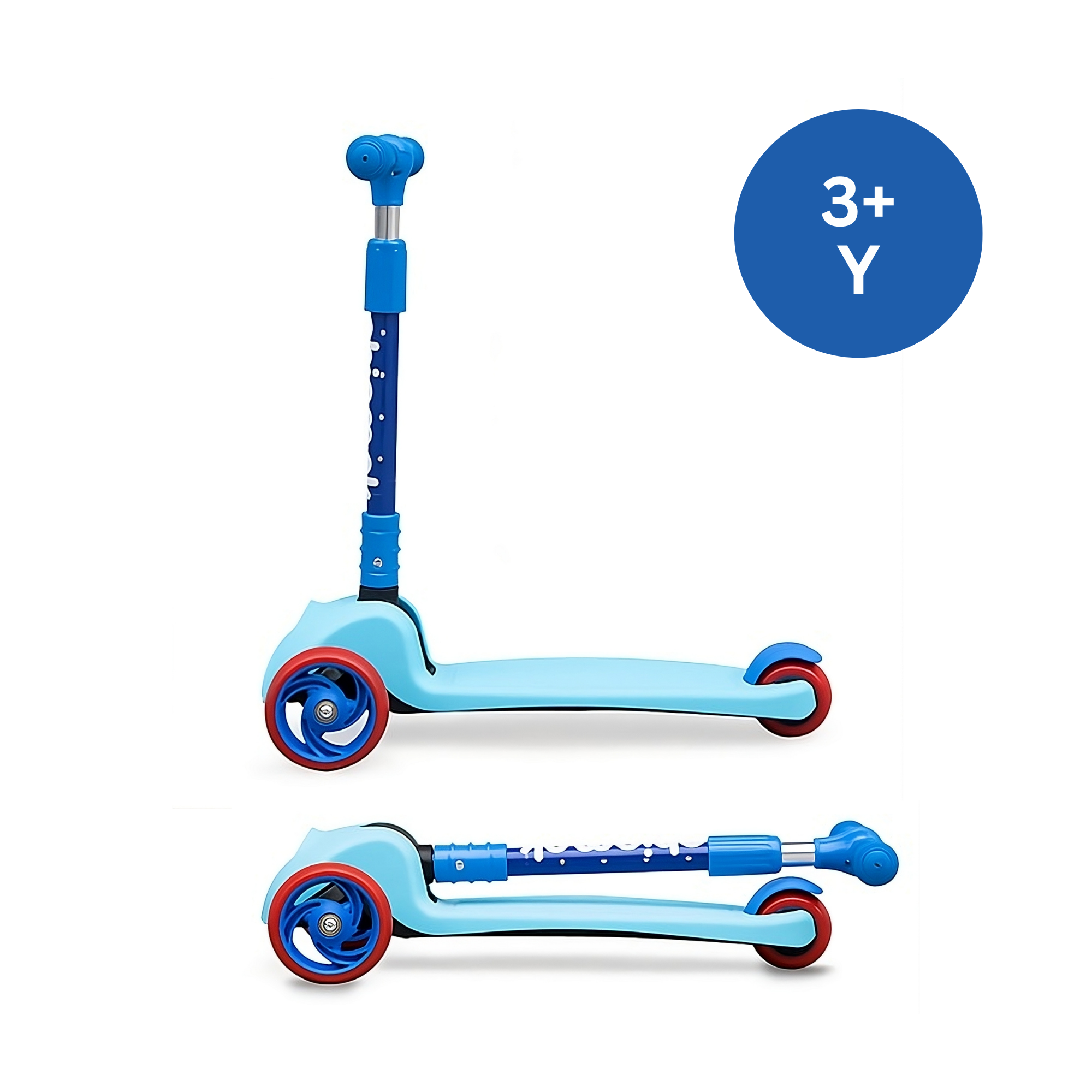 Chipmunk Folding Kids Scooter with Height Adjustable Handle, 3 Wheel Stable Design with Lightweight Plastic Frame and Rear Brakes, Suitable for Boys and Girls 3+ Years Old, Blue