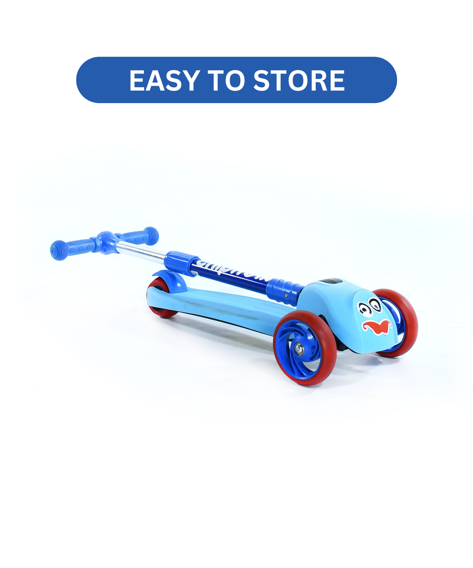 Chipmunk Folding Kids Scooter with Height Adjustable Handle, 3 Wheel Stable Design with Lightweight Plastic Frame and Rear Brakes, Suitable for Boys and Girls 3+ Years Old, Blue