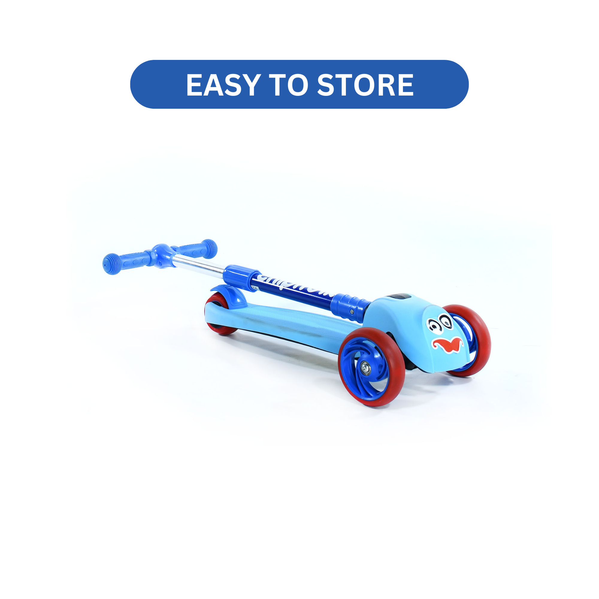 Chipmunk Folding Kids Scooter with Height Adjustable Handle, 3 Wheel Stable Design with Lightweight Plastic Frame and Rear Brakes, Suitable for Boys and Girls 3+ Years Old, Blue