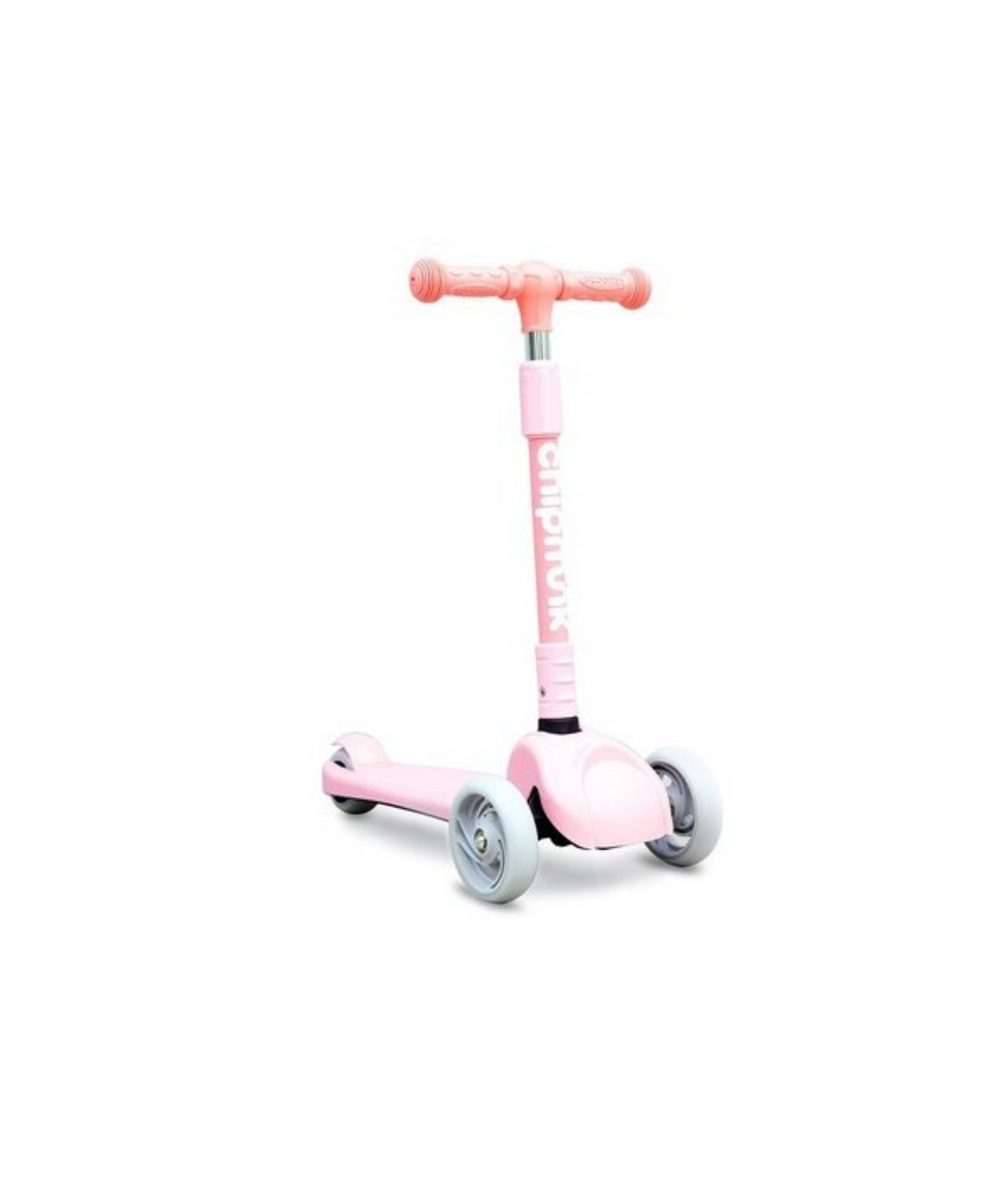 Chipmunk Folding Kids Scooter with Height Adjustable Handle, 3 Wheel Stable Design with Lightweight Plastic Frame and Rear Brakes, Suitable for Boys and Girls 3+ Years Old, Pink