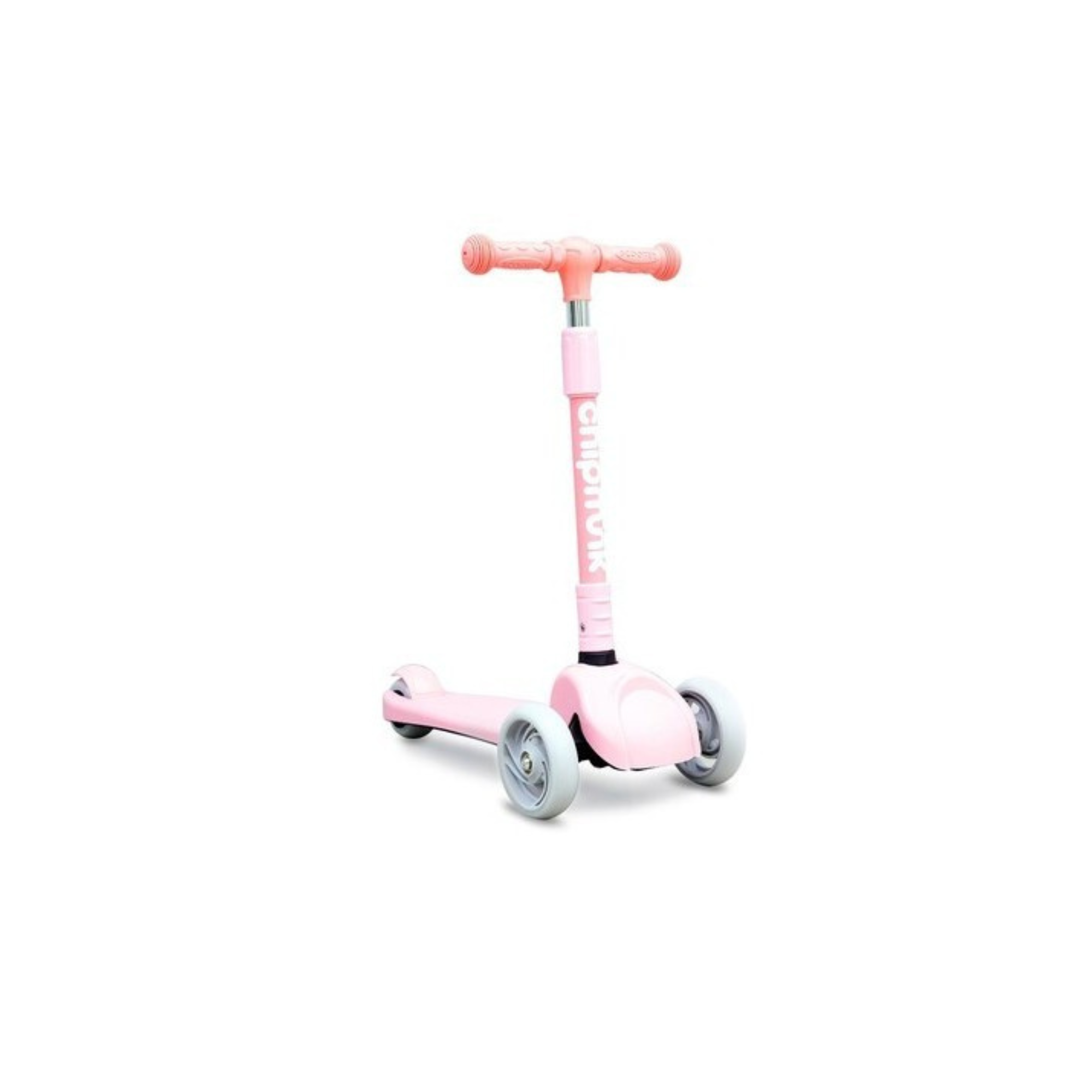 Chipmunk Folding Kids Scooter with Height Adjustable Handle, 3 Wheel Stable Design with Lightweight Plastic Frame and Rear Brakes, Suitable for Boys and Girls 3+ Years Old, Pink