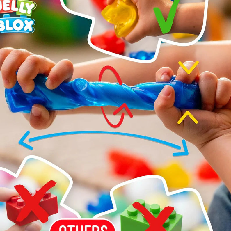 Goliath Jelly Blox Newbie Kit, 11 Piece Toddler & Preschool Building Blocks, Ouch-Free Tactile & Sensory Play Fidget Toy, Stackable, Squishable & Stretchable Blocks Suitable for Boys & Girls Aged 2+