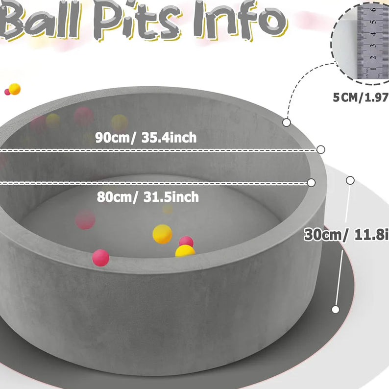 Foam Ball Pit for Toddlers 90cm Round Baby Ball Pool with Memory Foam, Soft Playpen Indoor Outdoor Kids Playground, Balls Not Included, Ages 6 Months+