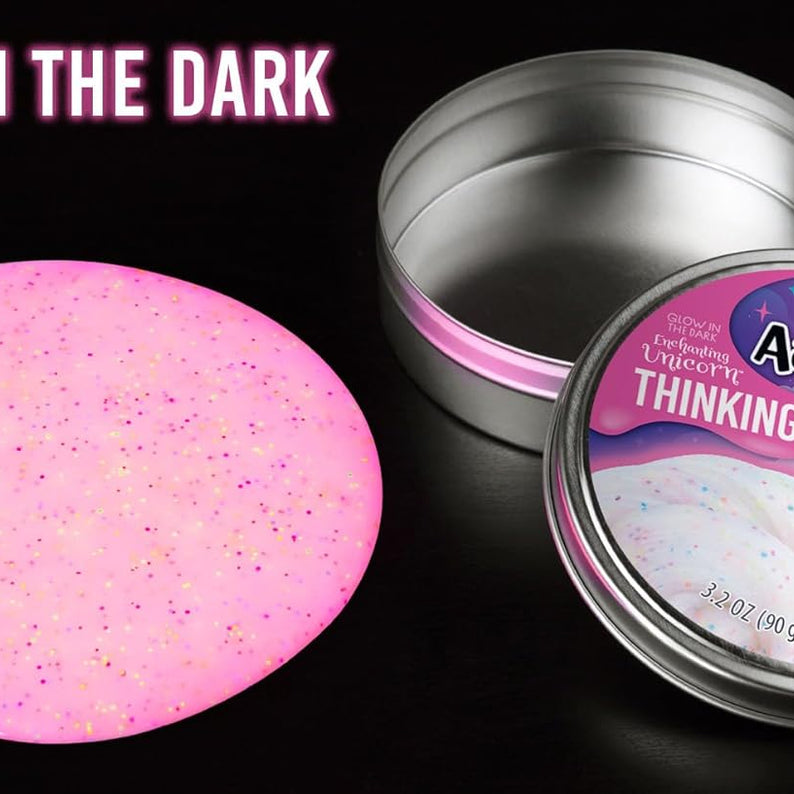 Crazy Aaron's Glow In The Dark Enchanting Unicorn Thinking Putty, 4" Tin with 90g of Non-Toxic Sensory Play Putty which Never Dries Out, Soft Textured Creative Fidget Toy for Boys and Girls Ages 3Y+