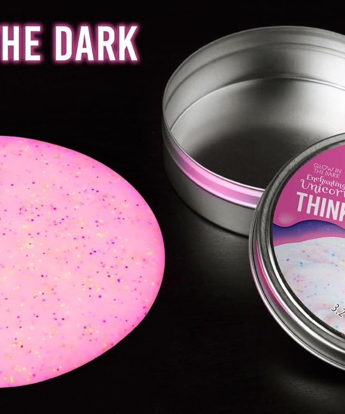 Crazy Aaron's Glow In The Dark Enchanting Unicorn Thinking Putty, 4" Tin with 90g of Non-Toxic Sensory Play Putty which Never Dries Out, Soft Textured Creative Fidget Toy for Boys and Girls Ages 3Y+