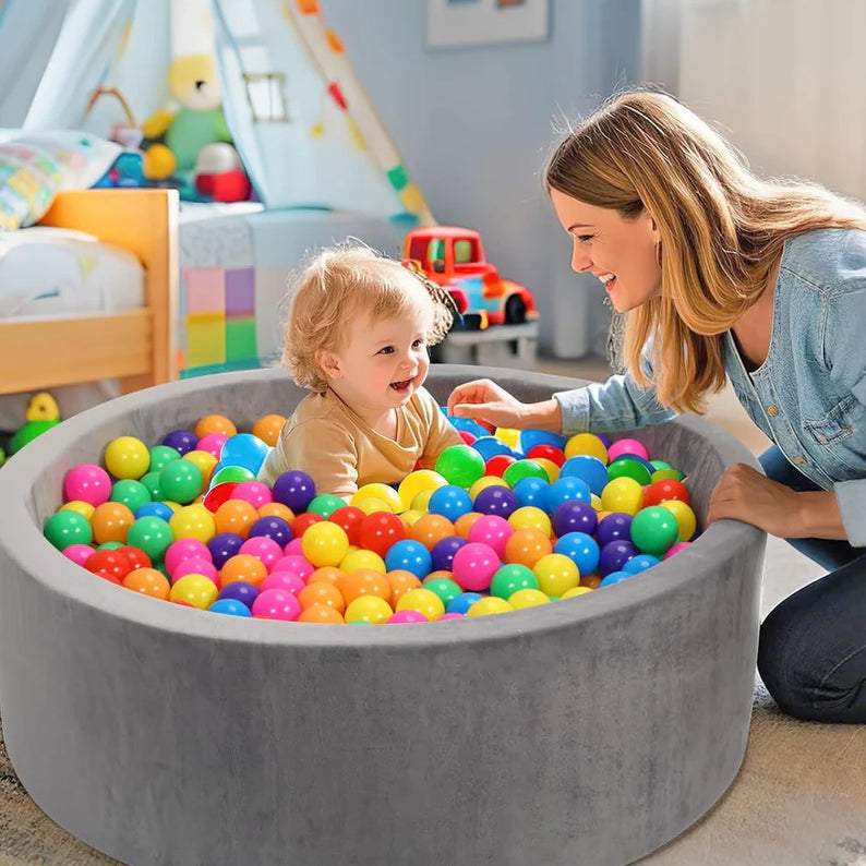 Foam Ball Pit for Toddlers 90cm Round Baby Ball Pool with Memory Foam, Soft Playpen Indoor Outdoor Kids Playground, Balls Not Included, Ages 6 Months+