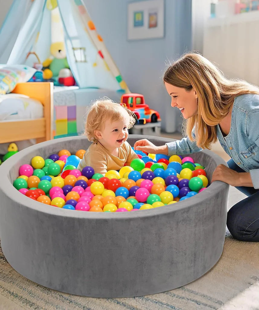 Foam Ball Pit for Toddlers 90cm Round Baby Ball Pool with Memory Foam, Soft Playpen Indoor Outdoor Kids Playground, Balls Not Included, Ages 6 Months+
