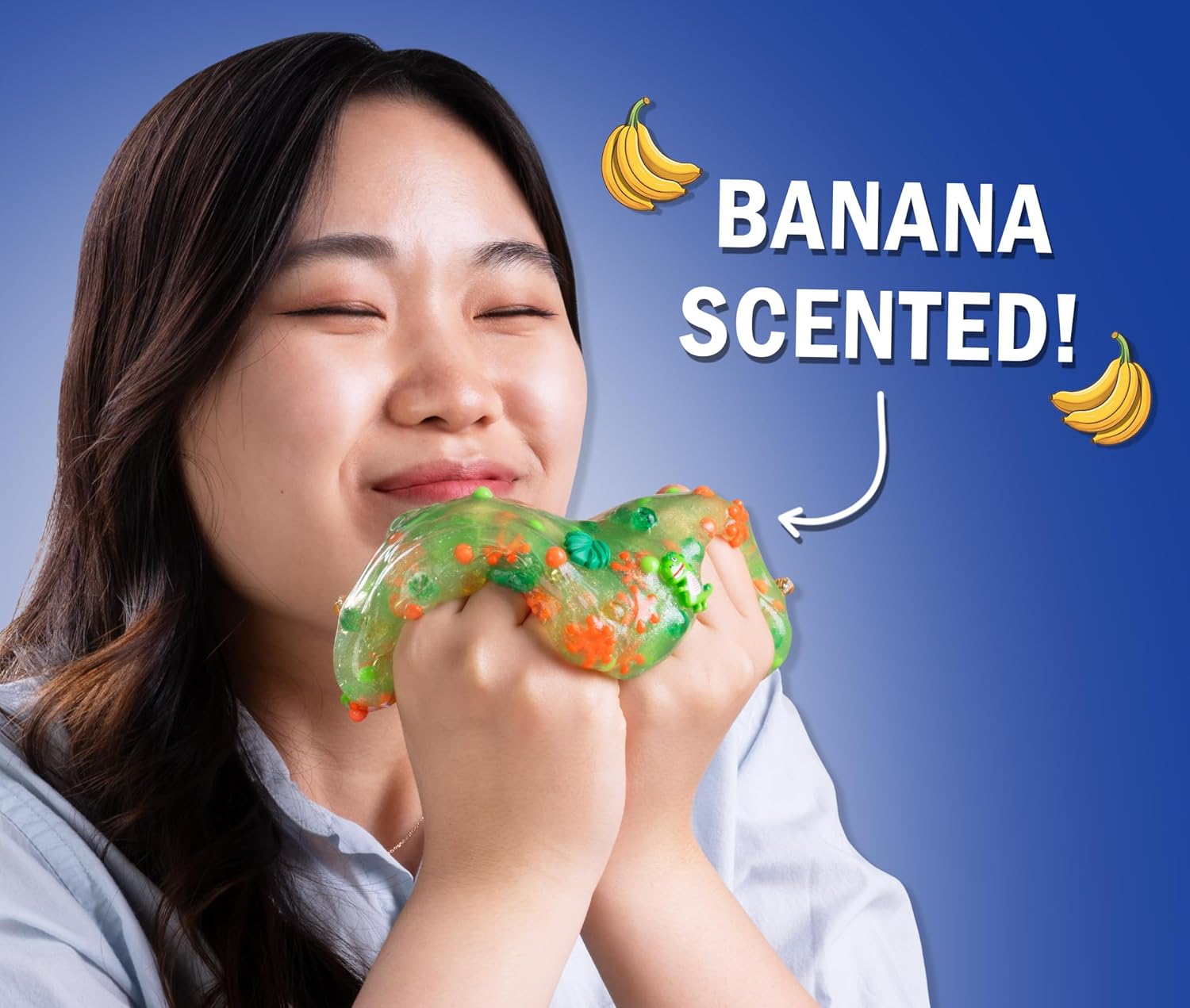 Crazy Aaron’s Slime Charmers - Dino Dew, Banana Scented Slime with Charms, Non-Toxic, Super Stretchy & Squishy Fidget Toy Suitable for Boys and Girls Aged 3Y+