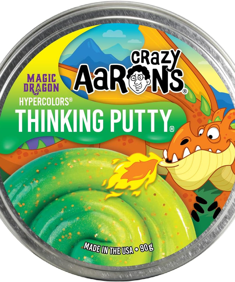 Crazy Aaron's Hypercolours Magic Dragon Thinking Putty, 4" Tin with 90g of Non-Toxic Sensory Play Putty which Never Dries Out, Soft Textured Creative Fidget Toy for Boys and Girls Ages 3Y+