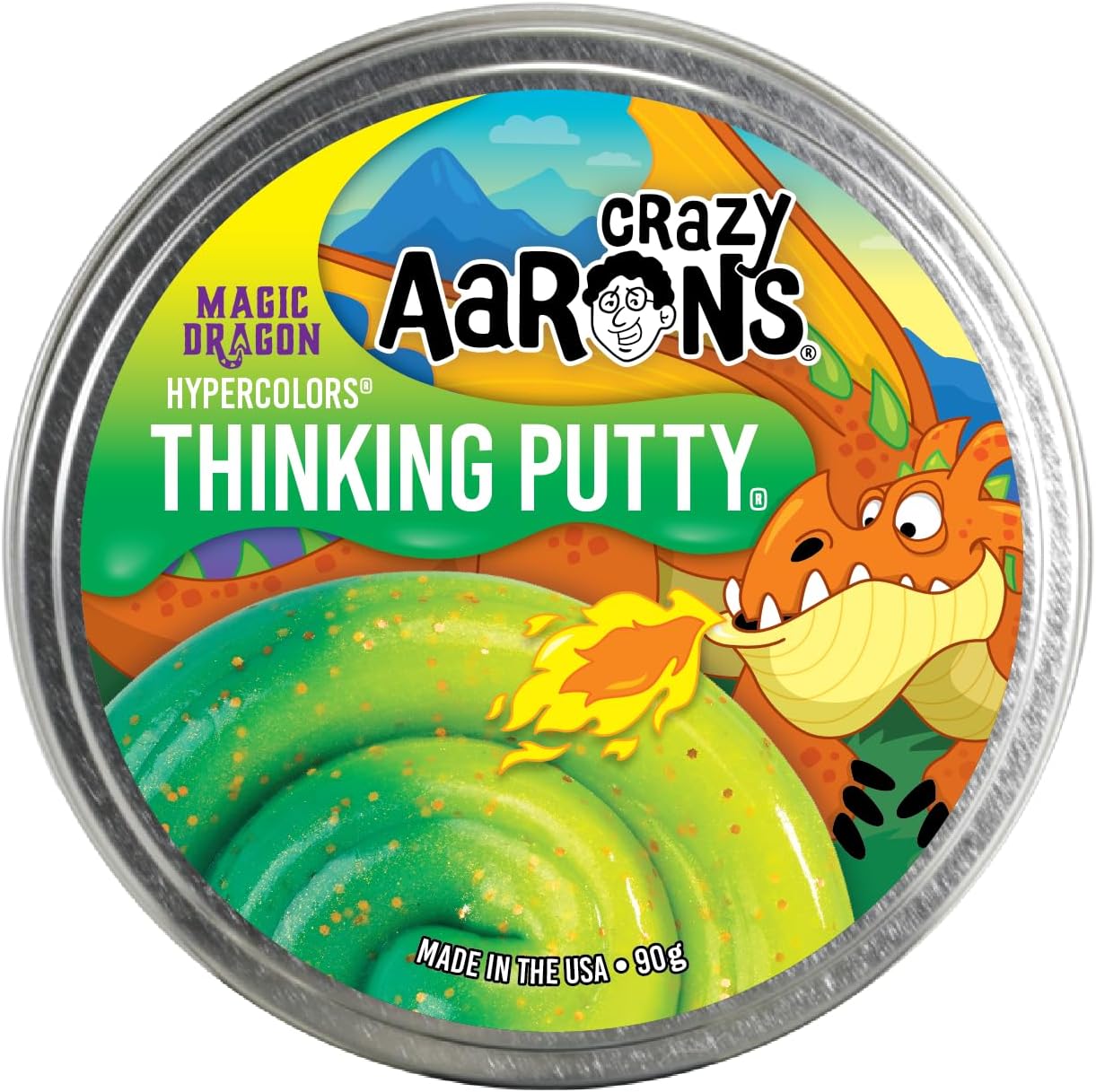 Crazy Aaron's Hypercolours Magic Dragon Thinking Putty, 4" Tin with 90g of Non-Toxic Sensory Play Putty which Never Dries Out, Soft Textured Creative Fidget Toy for Boys and Girls Ages 3Y+