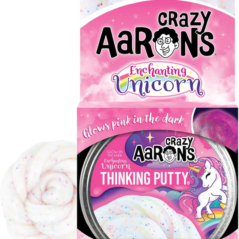 Crazy Aaron's Glow In The Dark Enchanting Unicorn Thinking Putty, 4" Tin with 90g of Non-Toxic Sensory Play Putty which Never Dries Out, Soft Textured Creative Fidget Toy for Boys and Girls Ages 3Y+