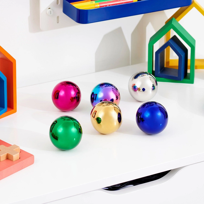 TickiT Sensory Reflective Colour Mystery Balls – Set of 6 Stainless Steel Sensory & Discovery Spheres (All Ages)
