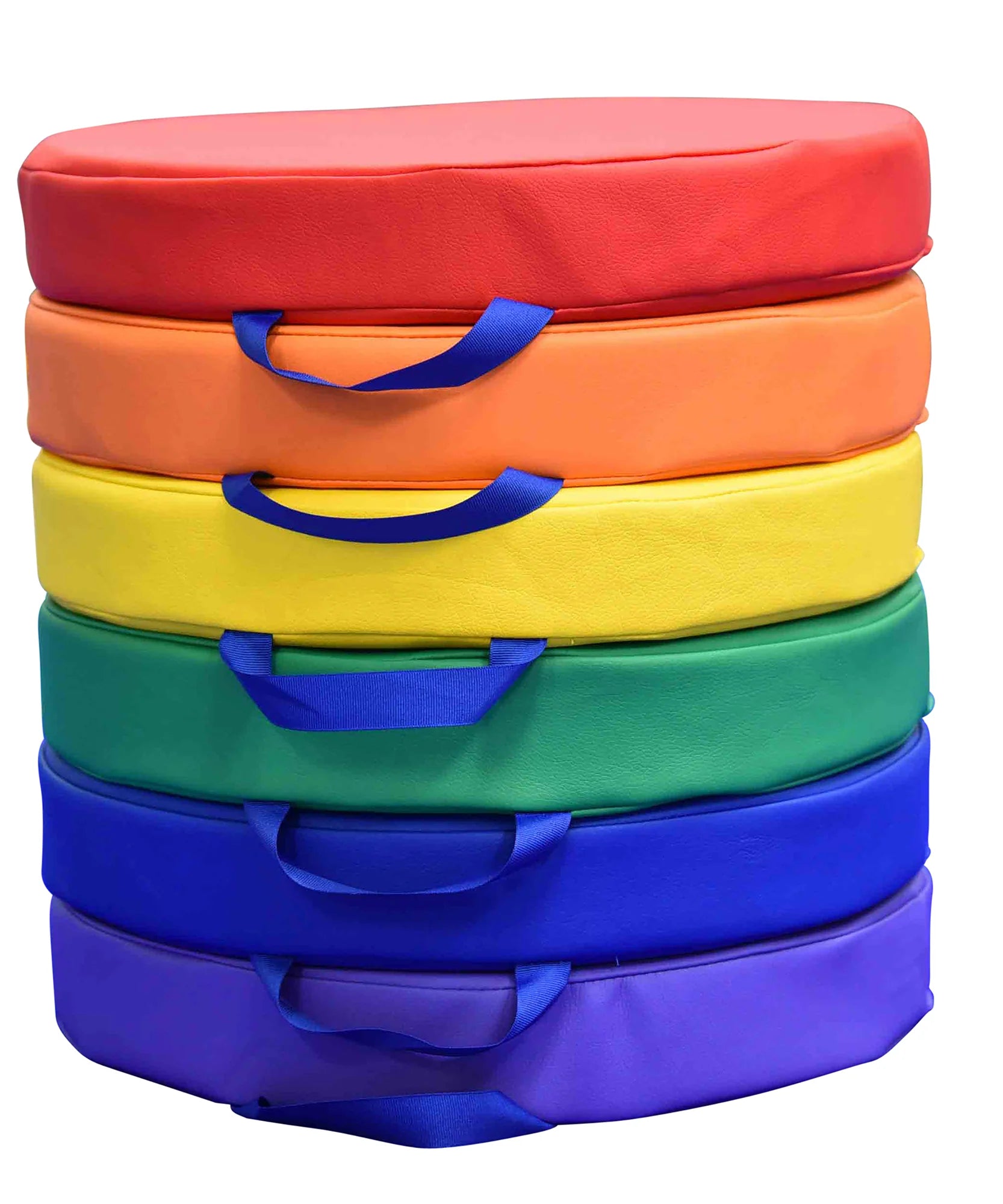 SoftScape Round Floor Cushions 15 Inch 6 Piece Set, Kids Flexible Seating with Handles and Non Slip Base, Foam Classroom and Playroom Floor Pillows, Ages 2+