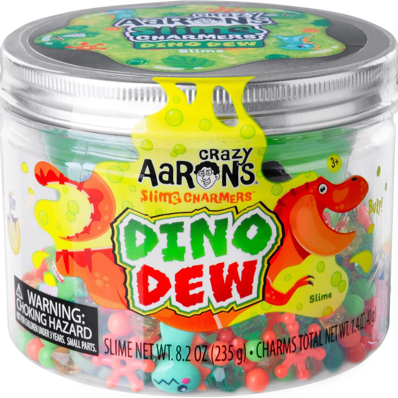 Crazy Aaron’s Slime Charmers - Dino Dew, Banana Scented Slime with Charms, Non-Toxic, Super Stretchy & Squishy Fidget Toy Suitable for Boys and Girls Aged 3Y+