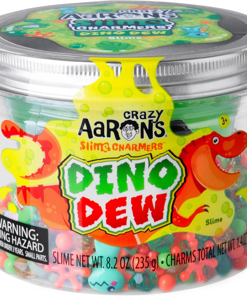 Crazy Aaron’s Slime Charmers - Dino Dew, Banana Scented Slime with Charms, Non-Toxic, Super Stretchy & Squishy Fidget Toy Suitable for Boys and Girls Aged 3Y+