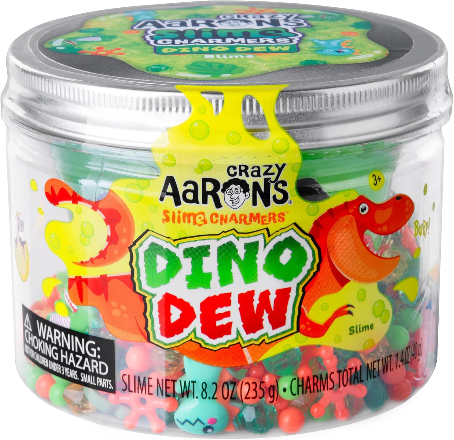 Crazy Aaron’s Slime Charmers - Dino Dew, Banana Scented Slime with Charms, Non-Toxic, Super Stretchy & Squishy Fidget Toy Suitable for Boys and Girls Aged 3Y+