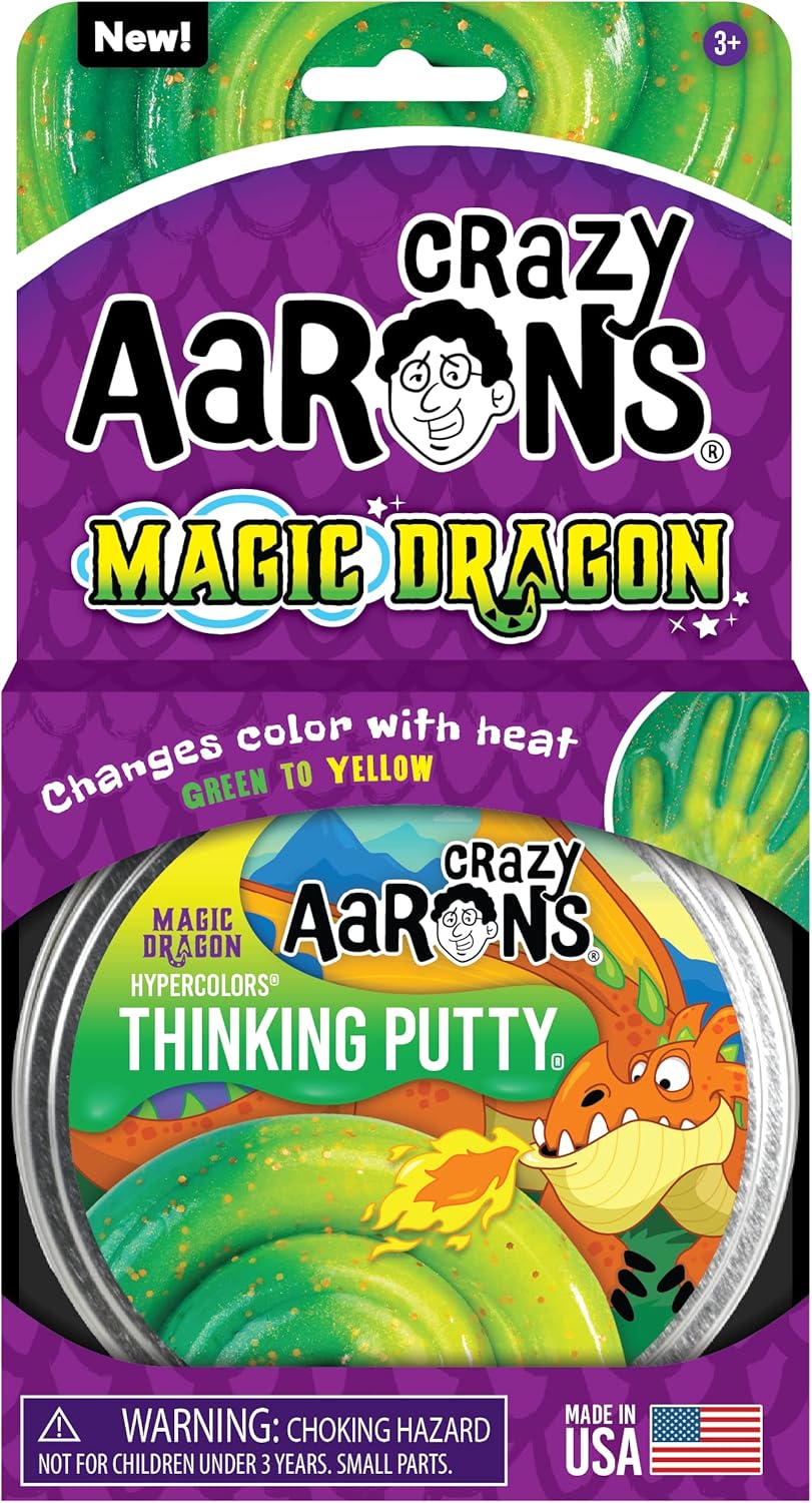 Crazy Aaron's Hypercolours Magic Dragon Thinking Putty, 4" Tin with 90g of Non-Toxic Sensory Play Putty which Never Dries Out, Soft Textured Creative Fidget Toy for Boys and Girls Ages 3Y+