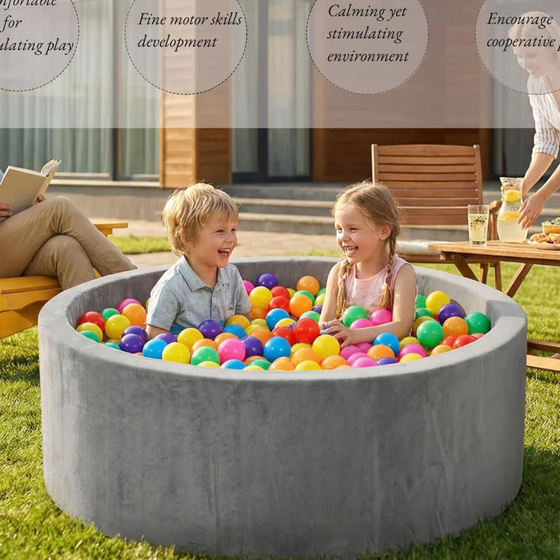 Foam Ball Pit for Toddlers 90cm Round Baby Ball Pool with Memory Foam, Soft Playpen Indoor Outdoor Kids Playground, Balls Not Included, Ages 6 Months+